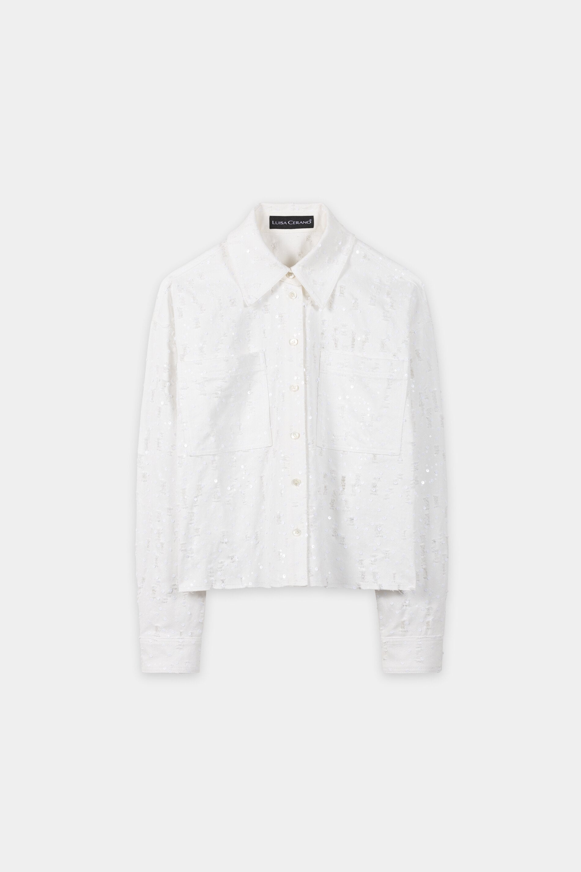 Pailletten-Denimjacke - white - Standard | Artikel Front