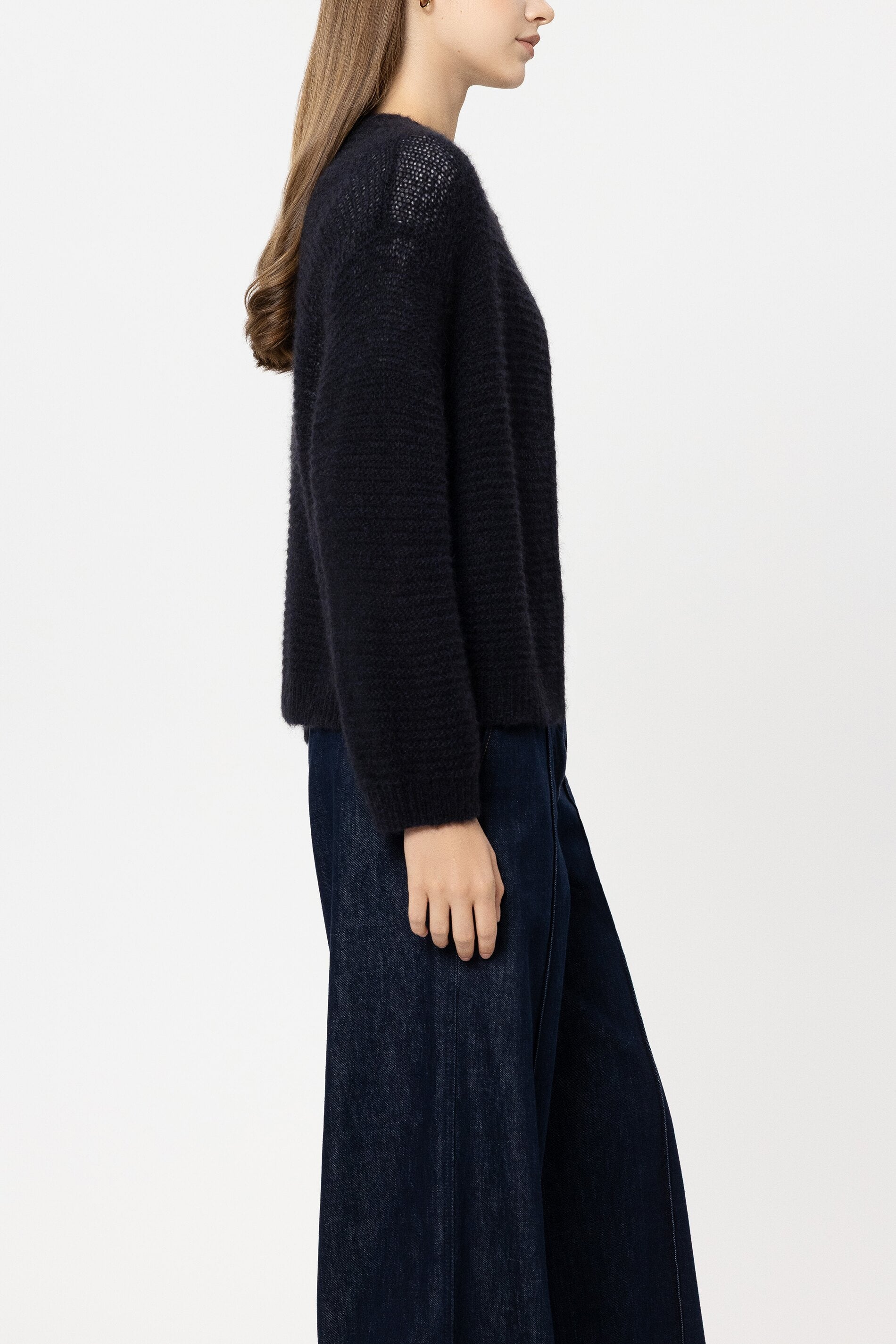 Cardigan aus Alpaka-Mix - navy blue - Standard | Model Seite