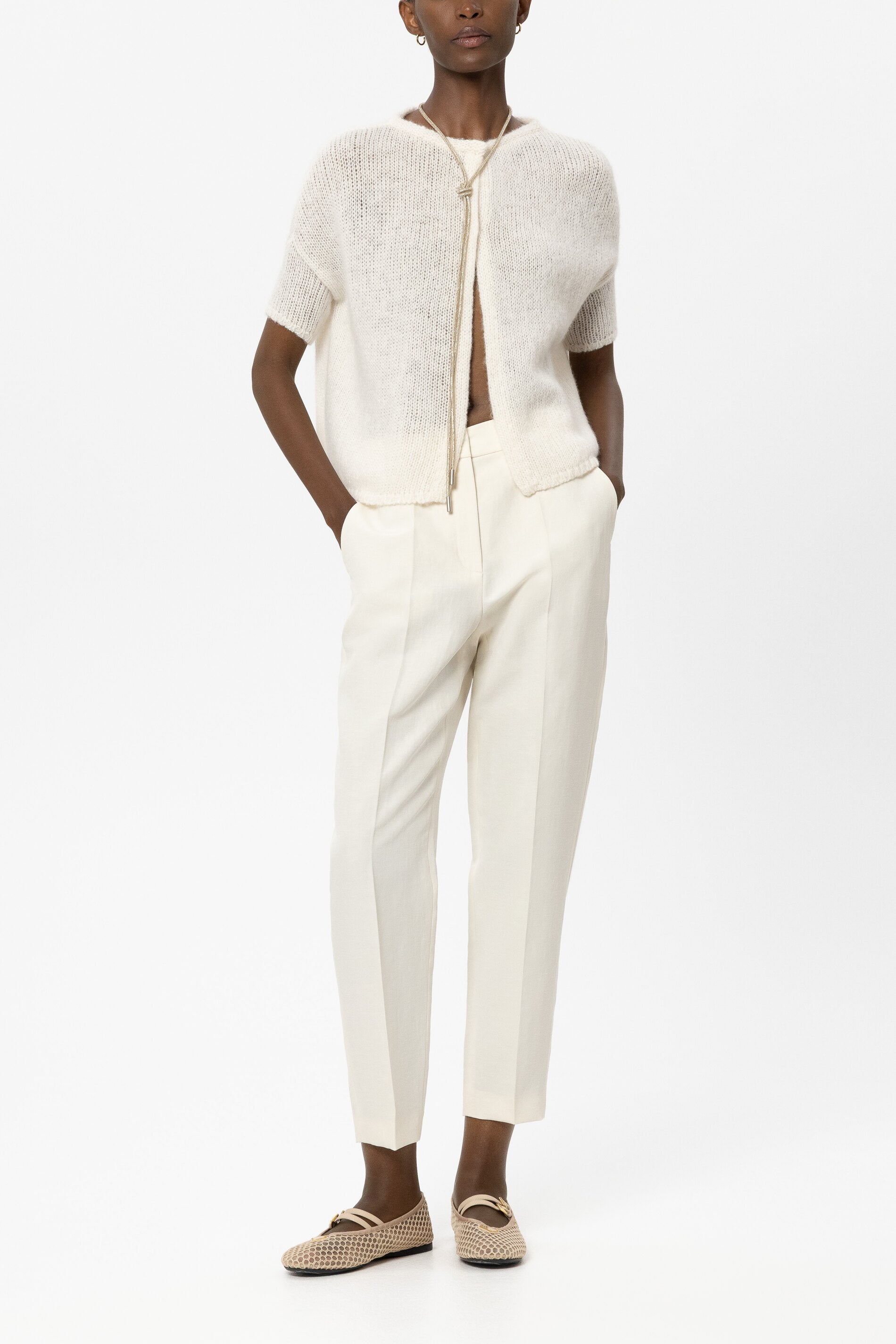 Cardigan aus Alpaka-Mix - milk - Standard | Model Front