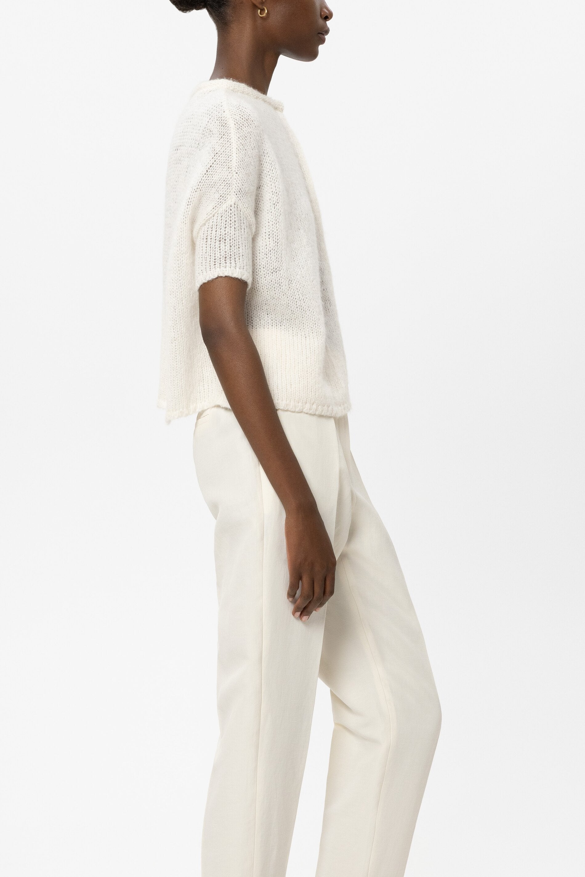 Cardigan aus Alpaka-Mix - milk - Standard | Model Seite