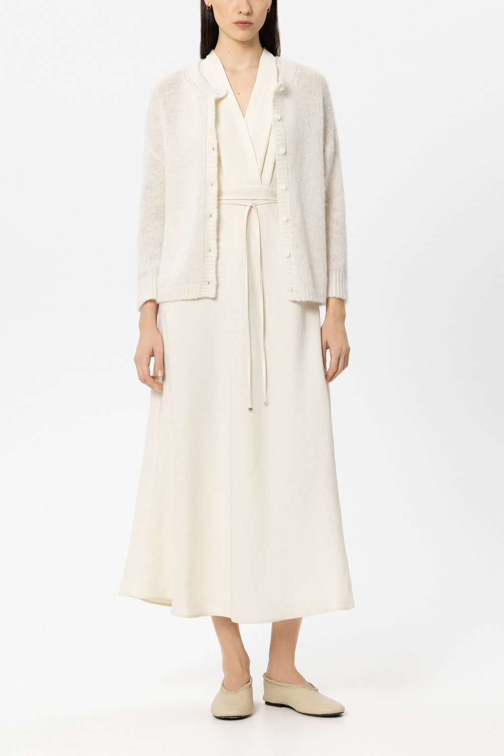 Cardigan made from alpaca mix - milk - Standard