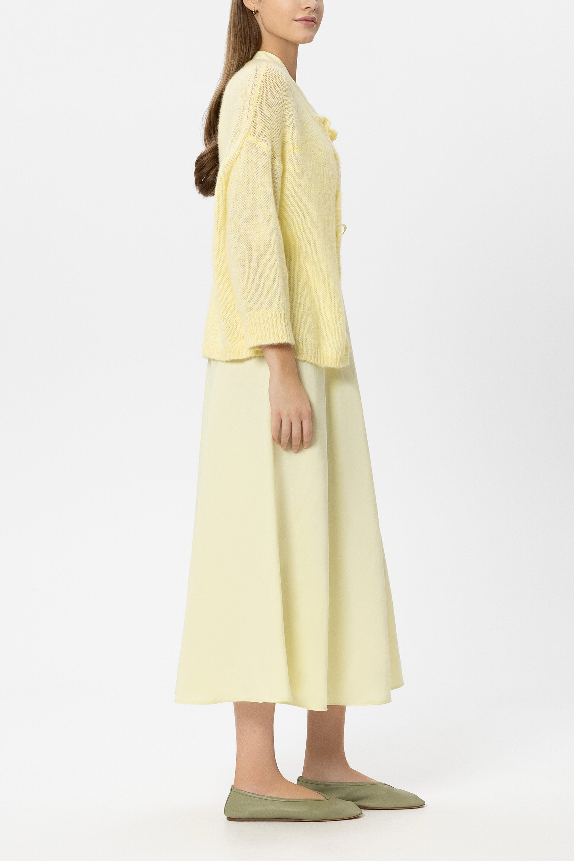 Cardigan aus Alpaka-Mix - citron - Standard | Model Seite