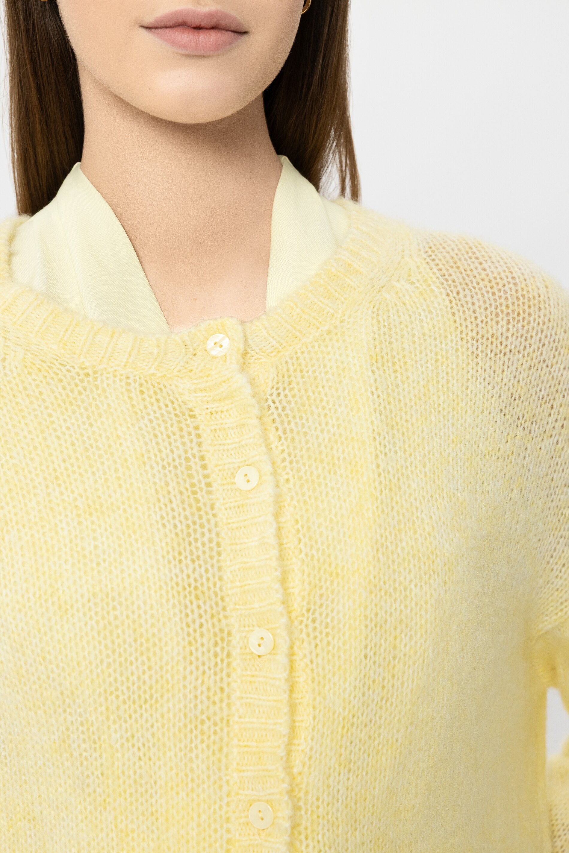 Cardigan aus Alpaka-Mix - citron - Standard | Model Detail