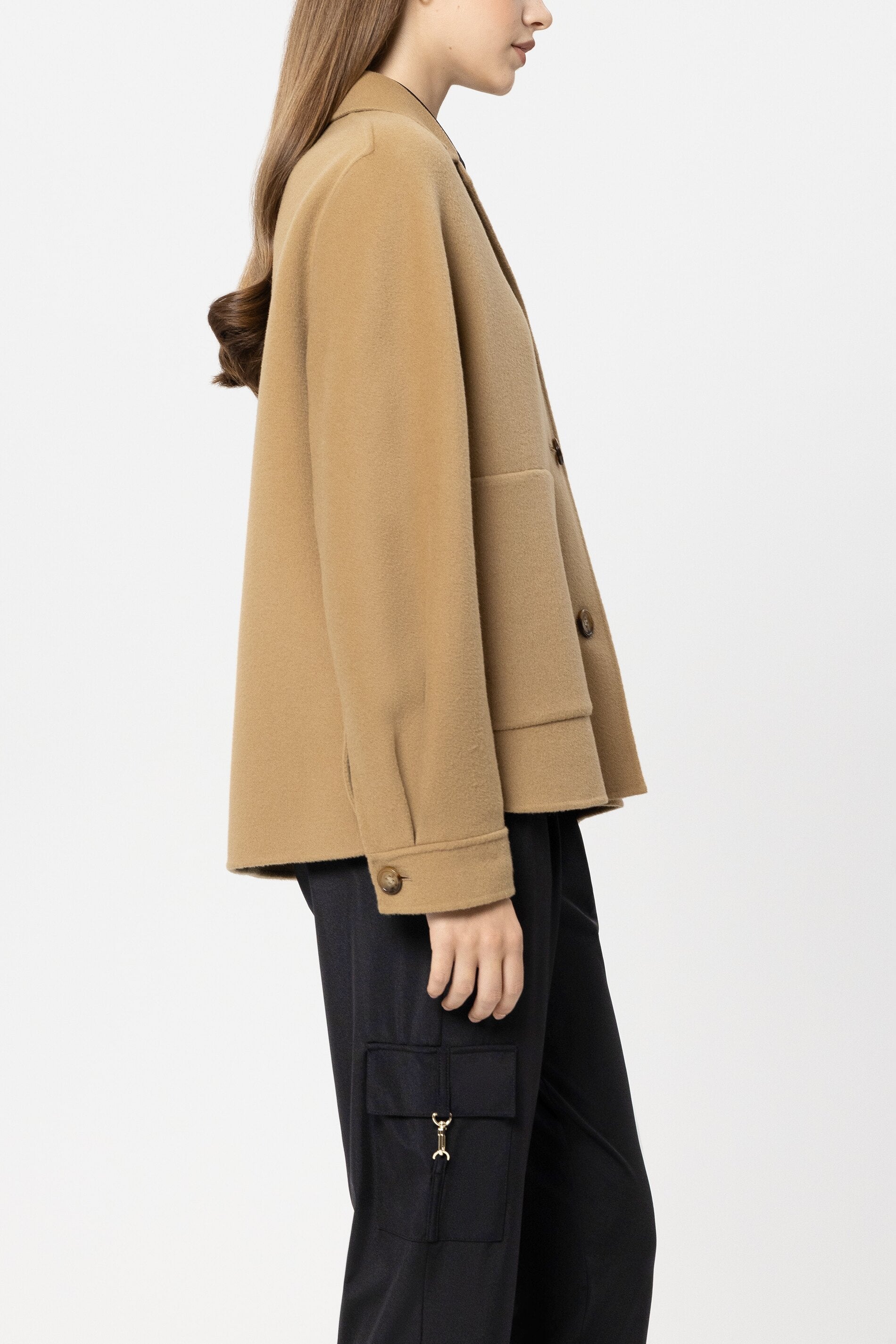 Doubleface-Hemdjacke - golden camel - Standard | Model Seite