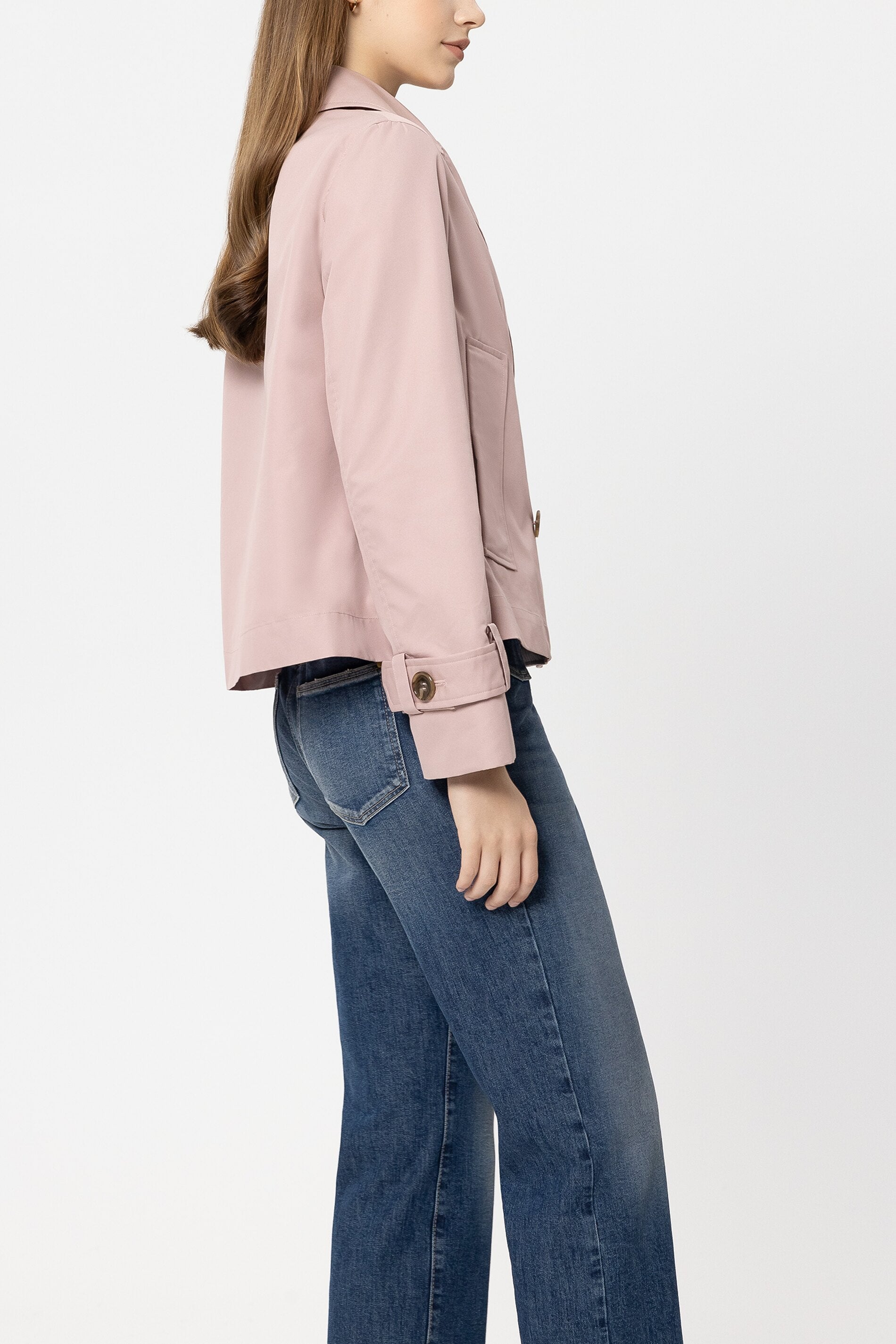 Gabardine-Trenchjacke - dusty blush - Standard | Model Seite