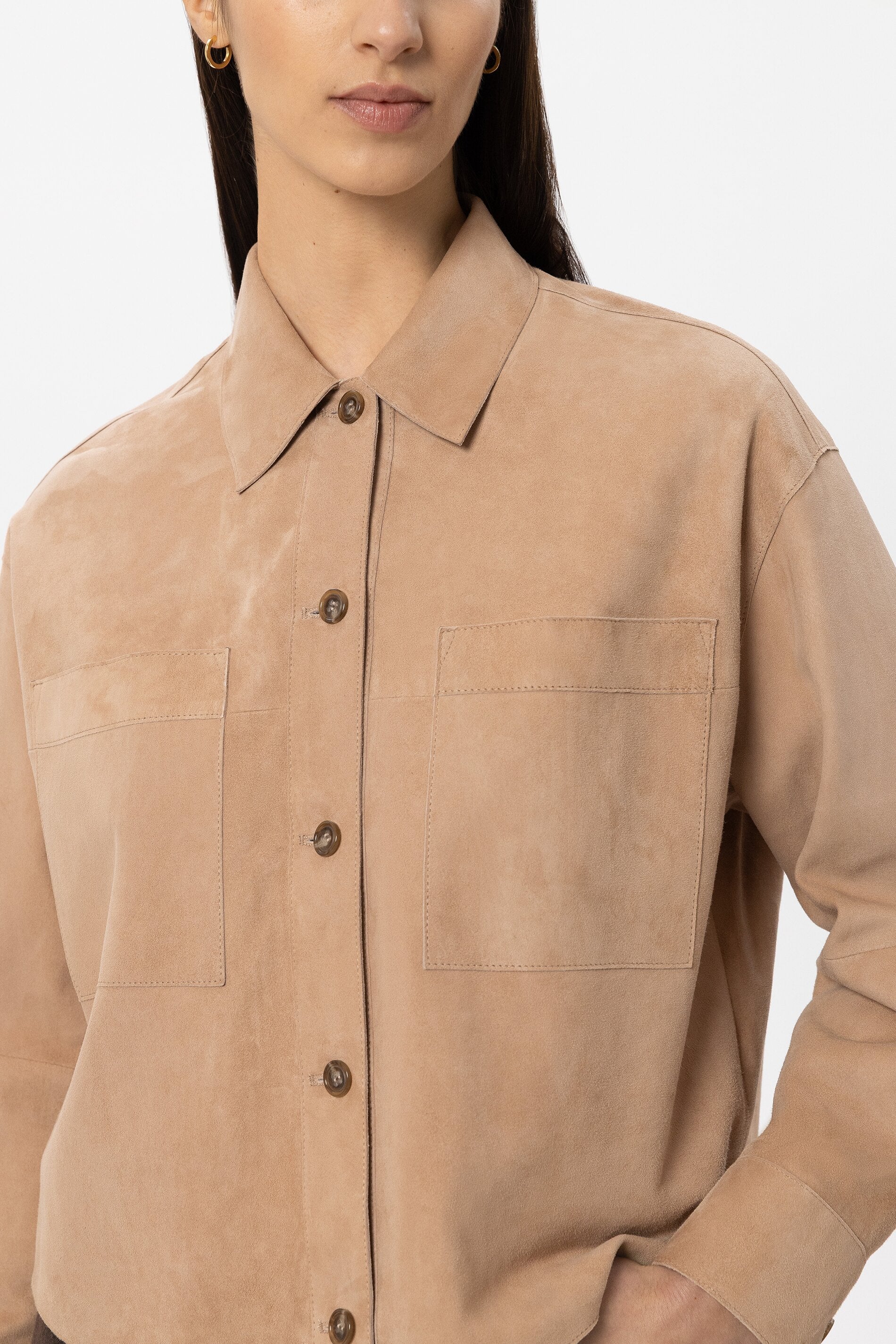 Veloursleder-Hemdjacke - nude - Standard | Model Detail