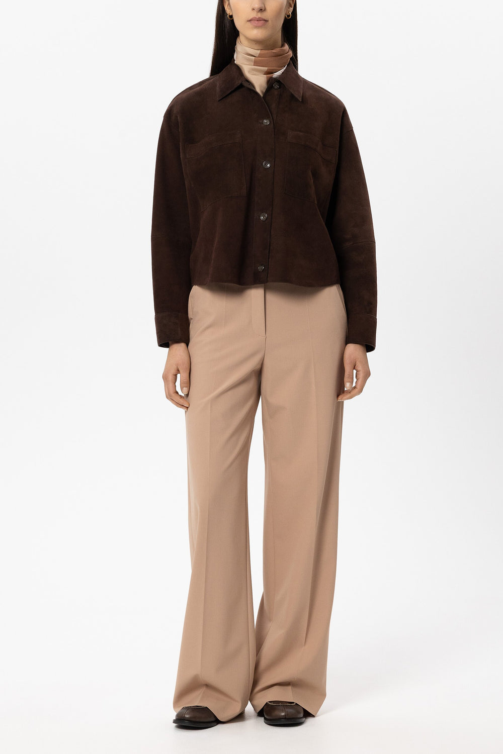 Veloursleder-Hemdjacke - marone - Standard