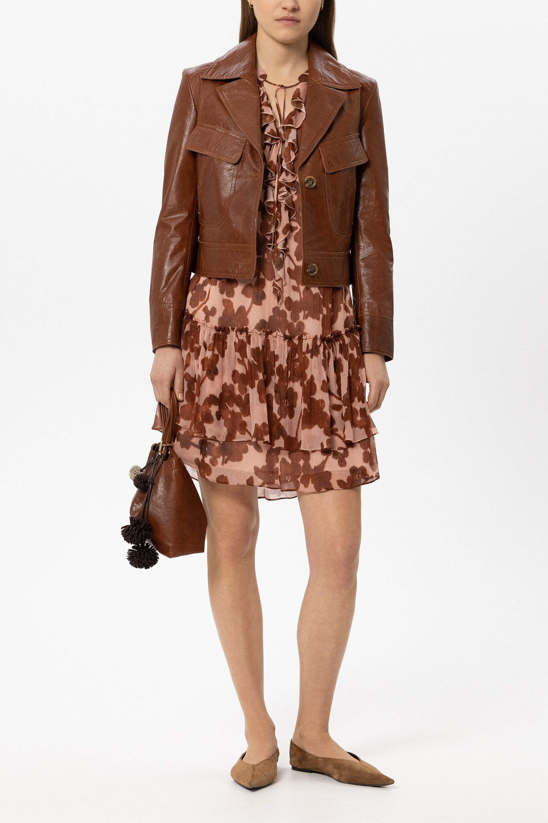 Lammnappa-Lederjacke - cognac - Standard | Model Front