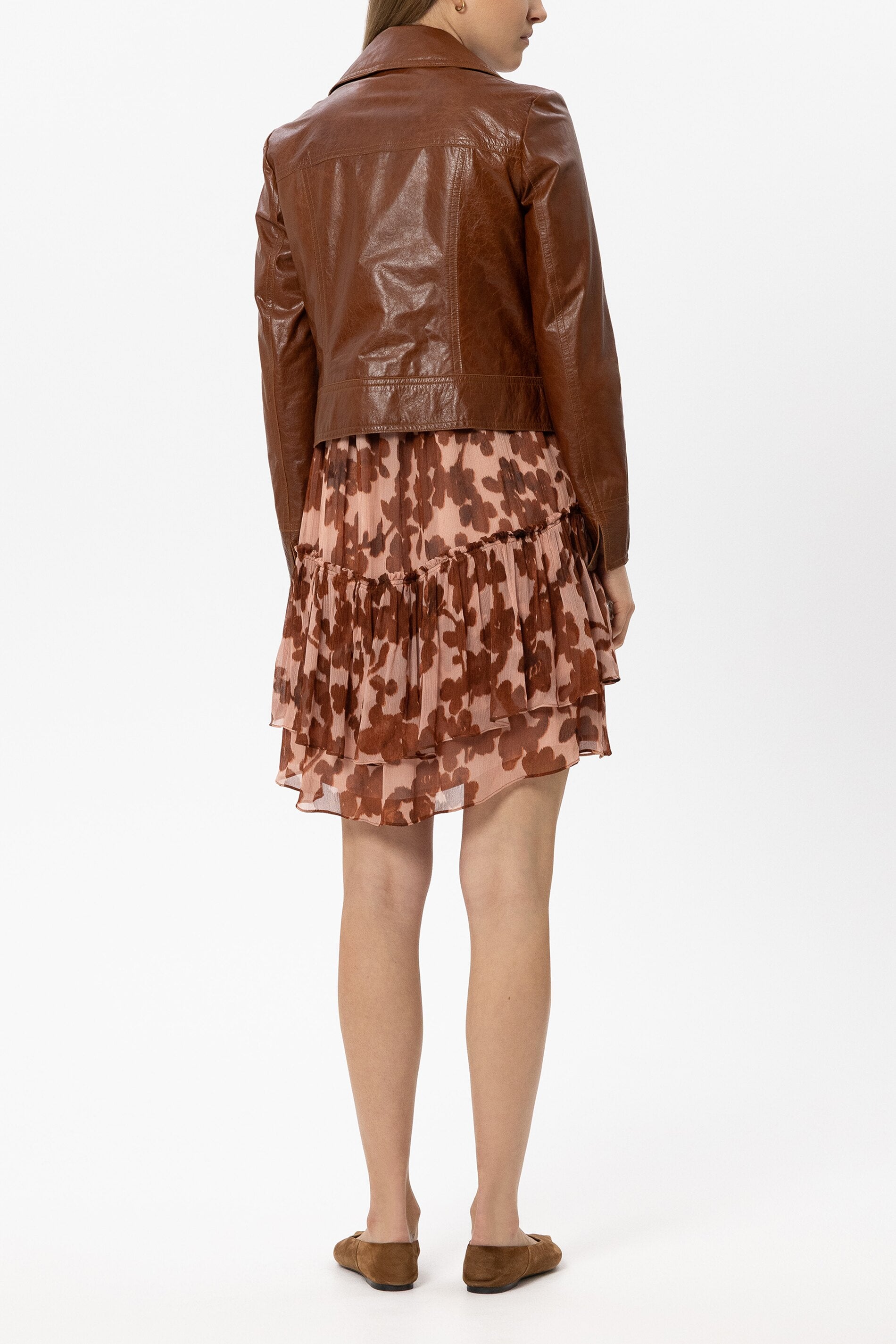 Lammnappa-Lederjacke - cognac - Standard | Model Rück