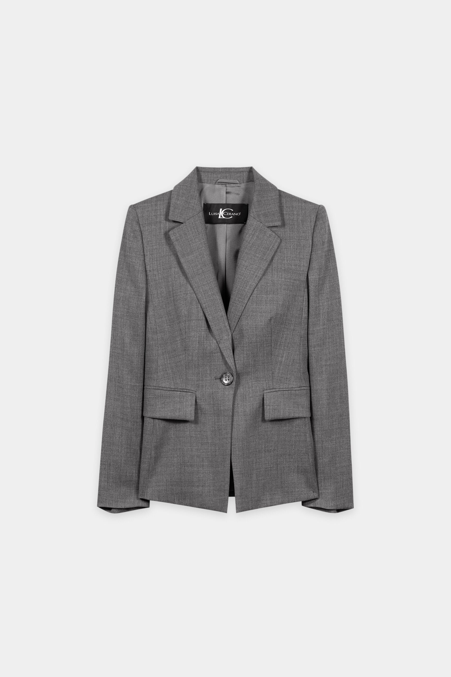 Ein-Knopf-Blazer aus Woll-Mix - heather grey - Standard | Artikel Front
