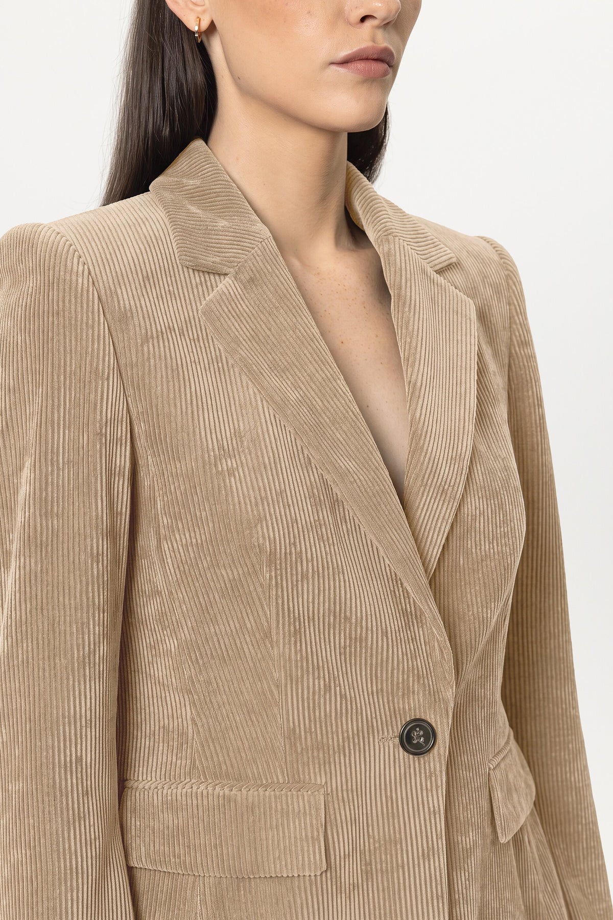 Cord-Ein-Knopf-Blazer - soft caramel - Standard | Model Detail