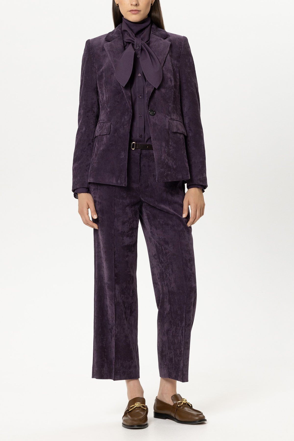 Cord-Ein-Knopf-Blazer - plum - Standard | Model Front