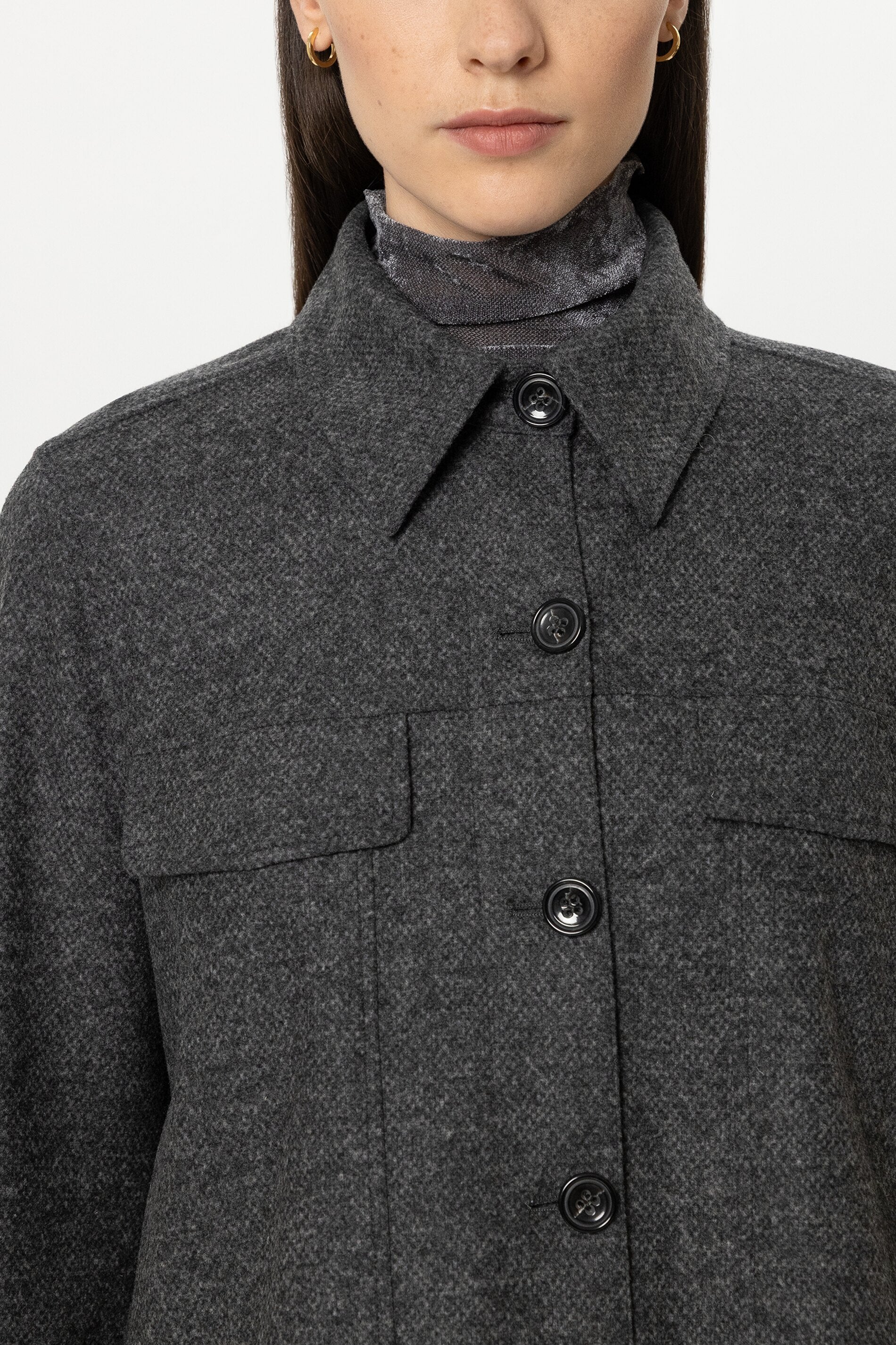Hemd aus Punto-Milano - anthracite - Standard | Model Detail