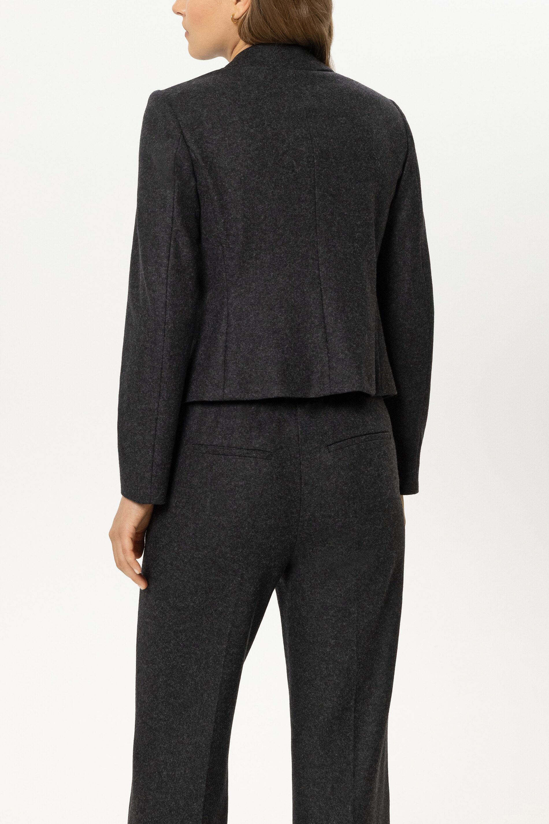 Flanell-Ein-Knopf-Blazer - anthracite - Standard | Model Rück