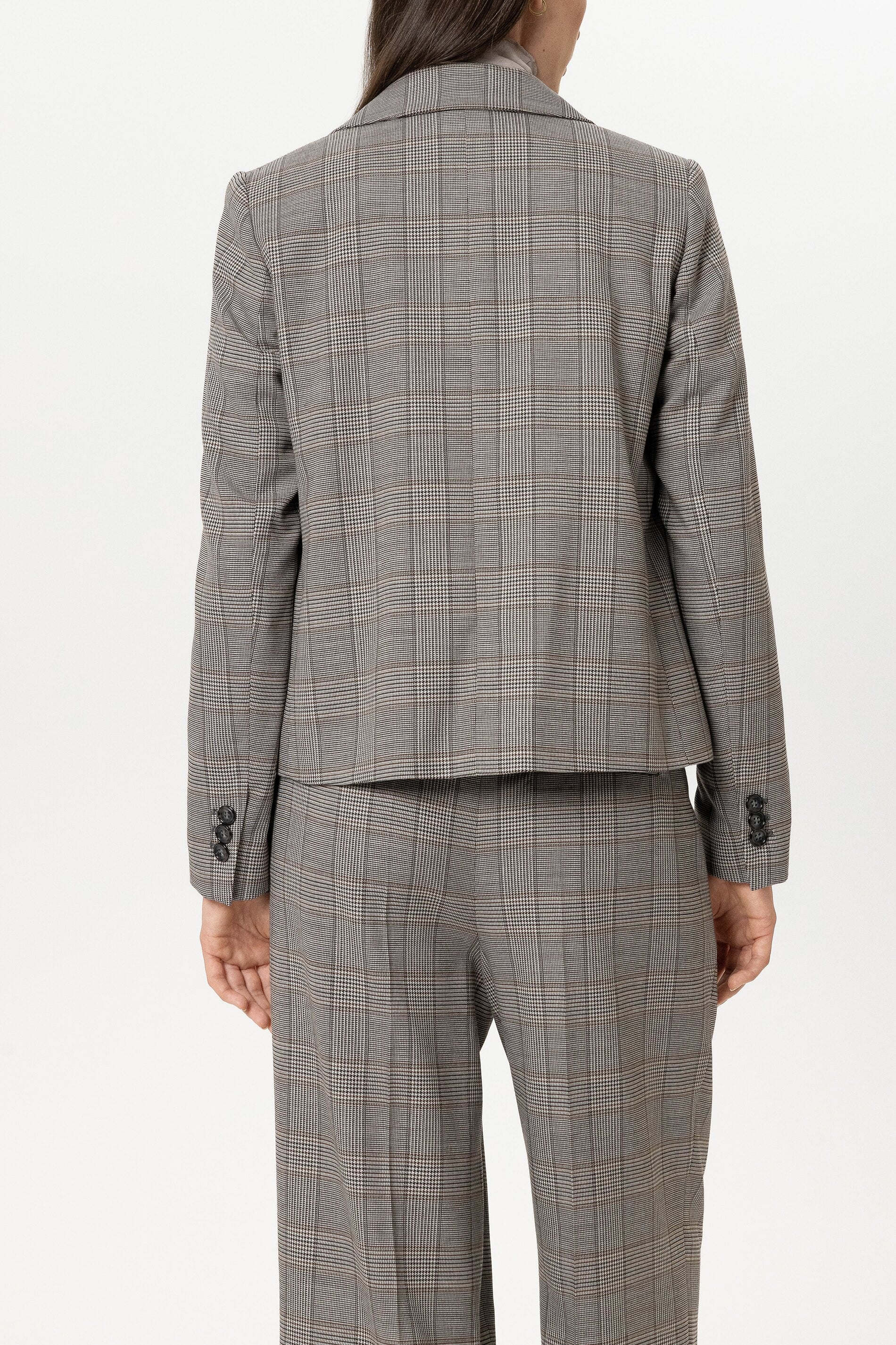 Karo-Blazer aus Woll-Mix - heather grey - Standard | Model Rück
