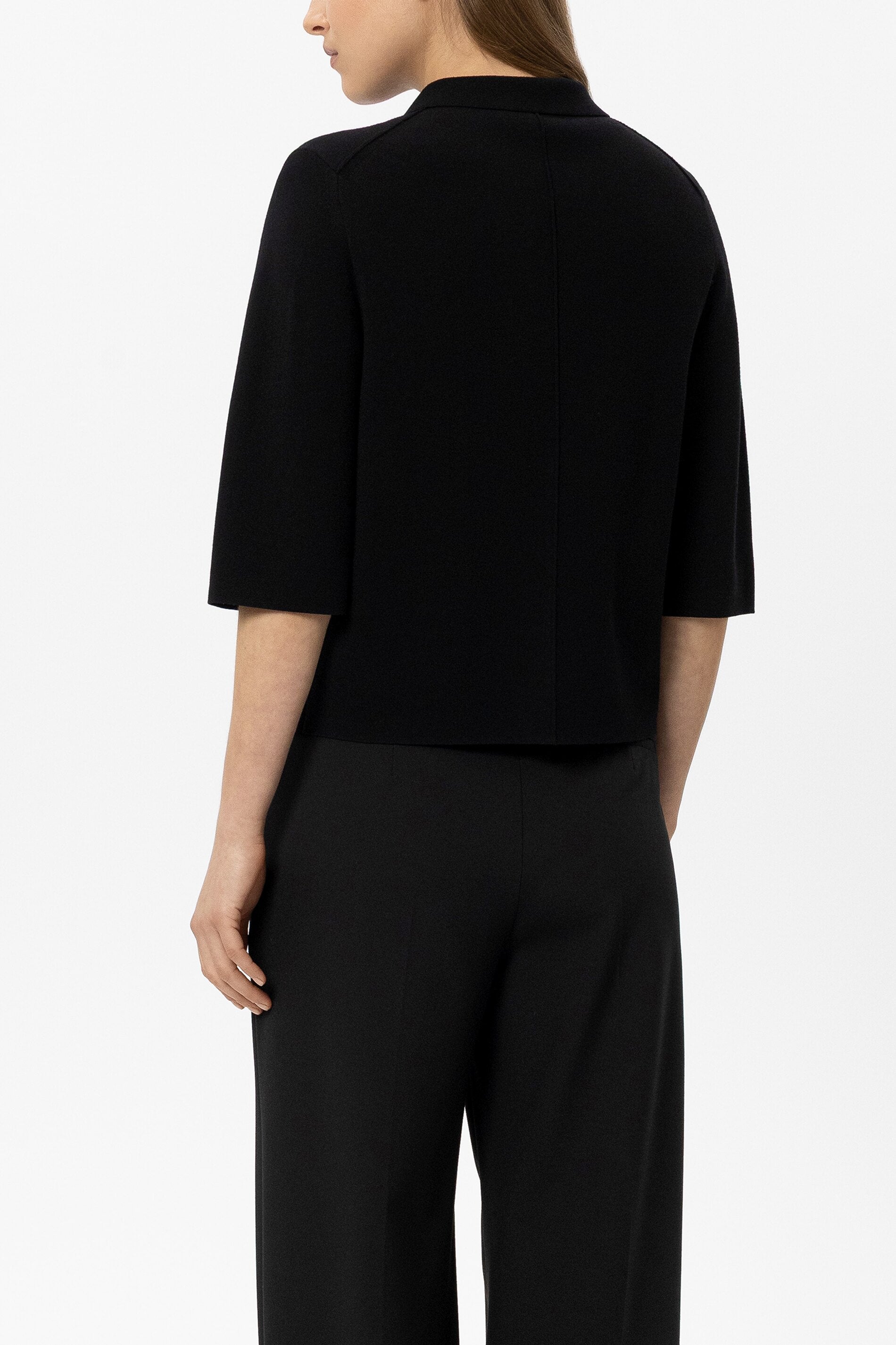 Feinstrick-Cardigan - black - Standard | Model Rück