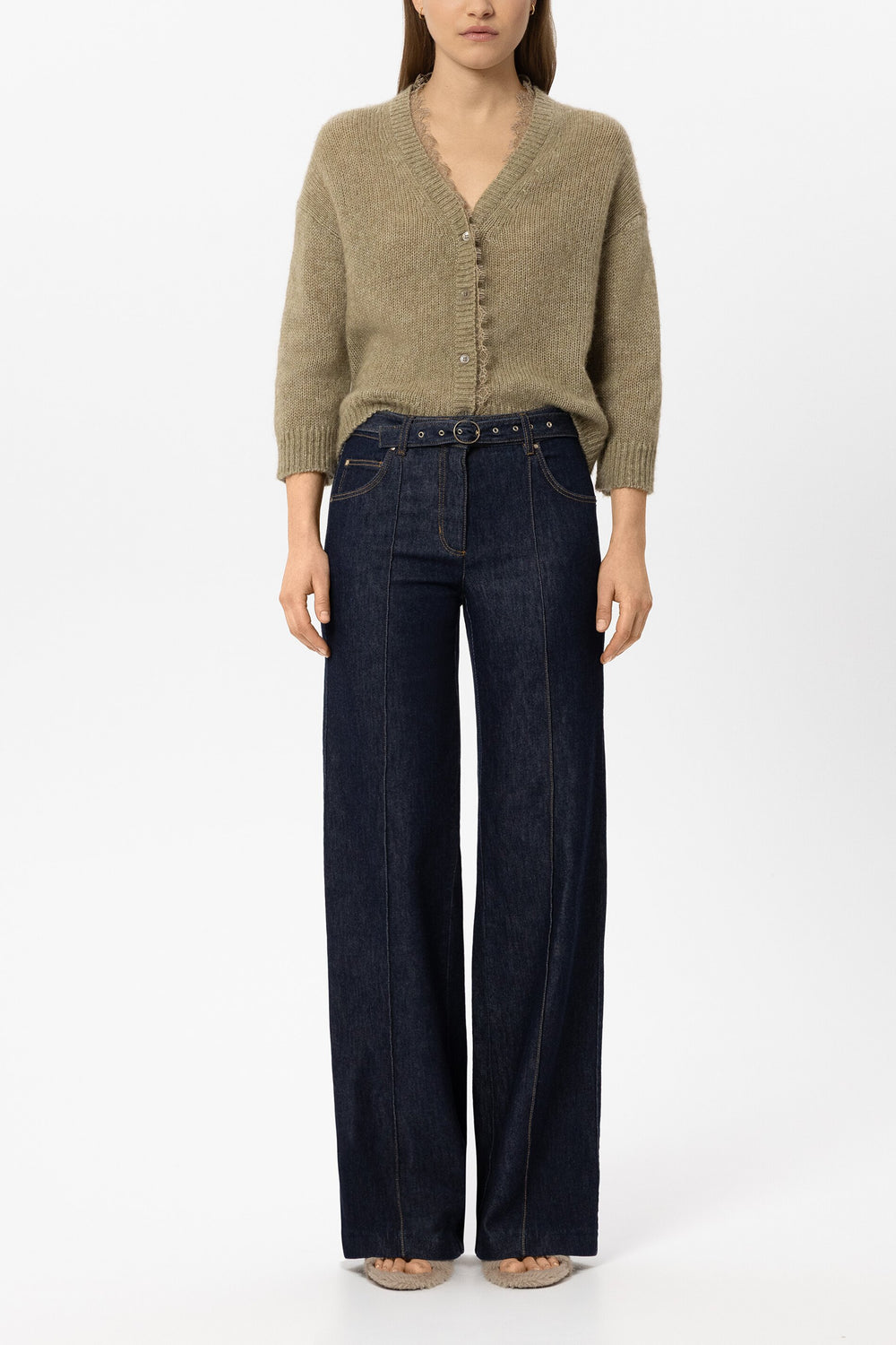 Cardigan en mélange alpaga - sauge - Standard