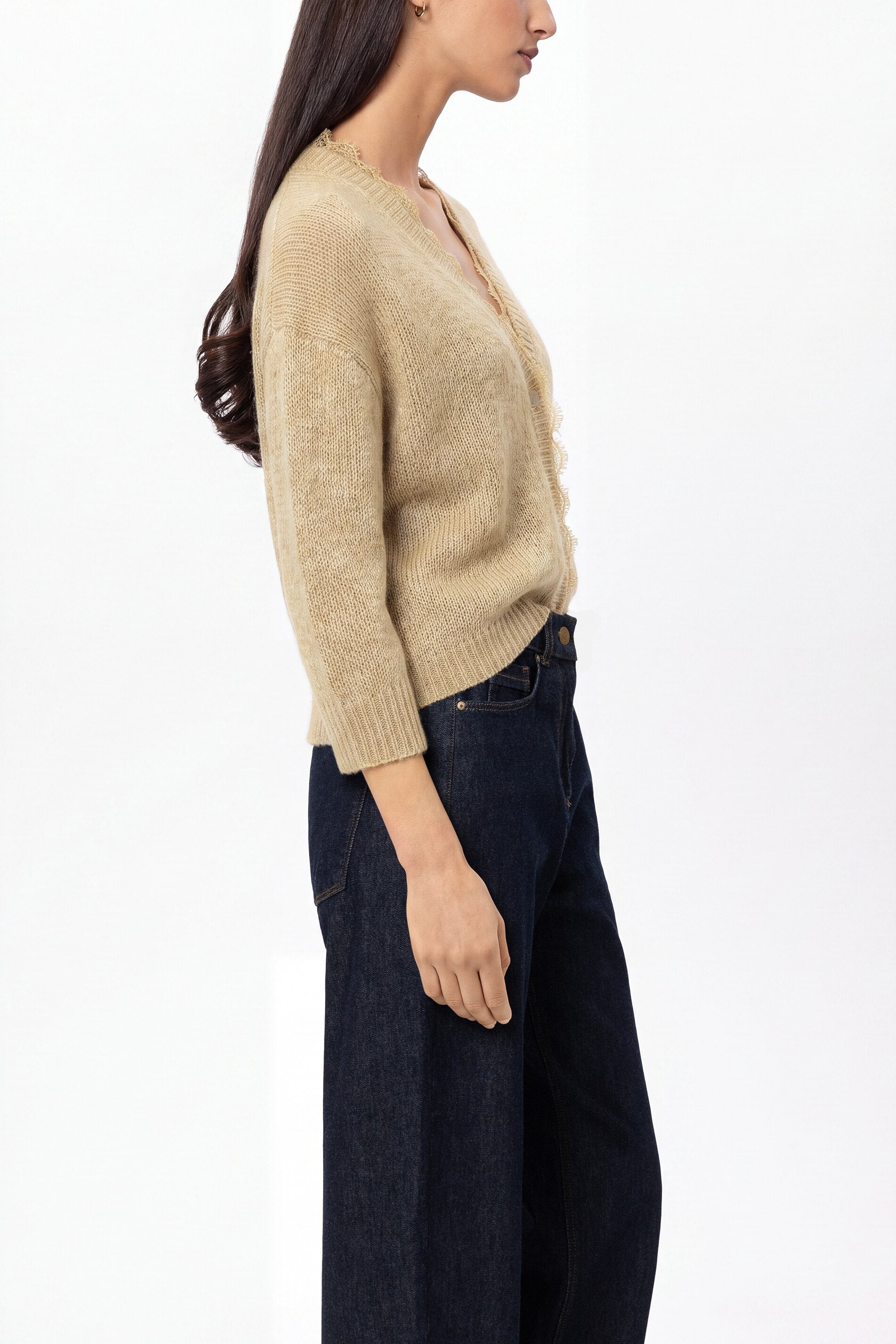 Cardigan aus Alpaka-Mix - butter yellow - Standard | Model Seite