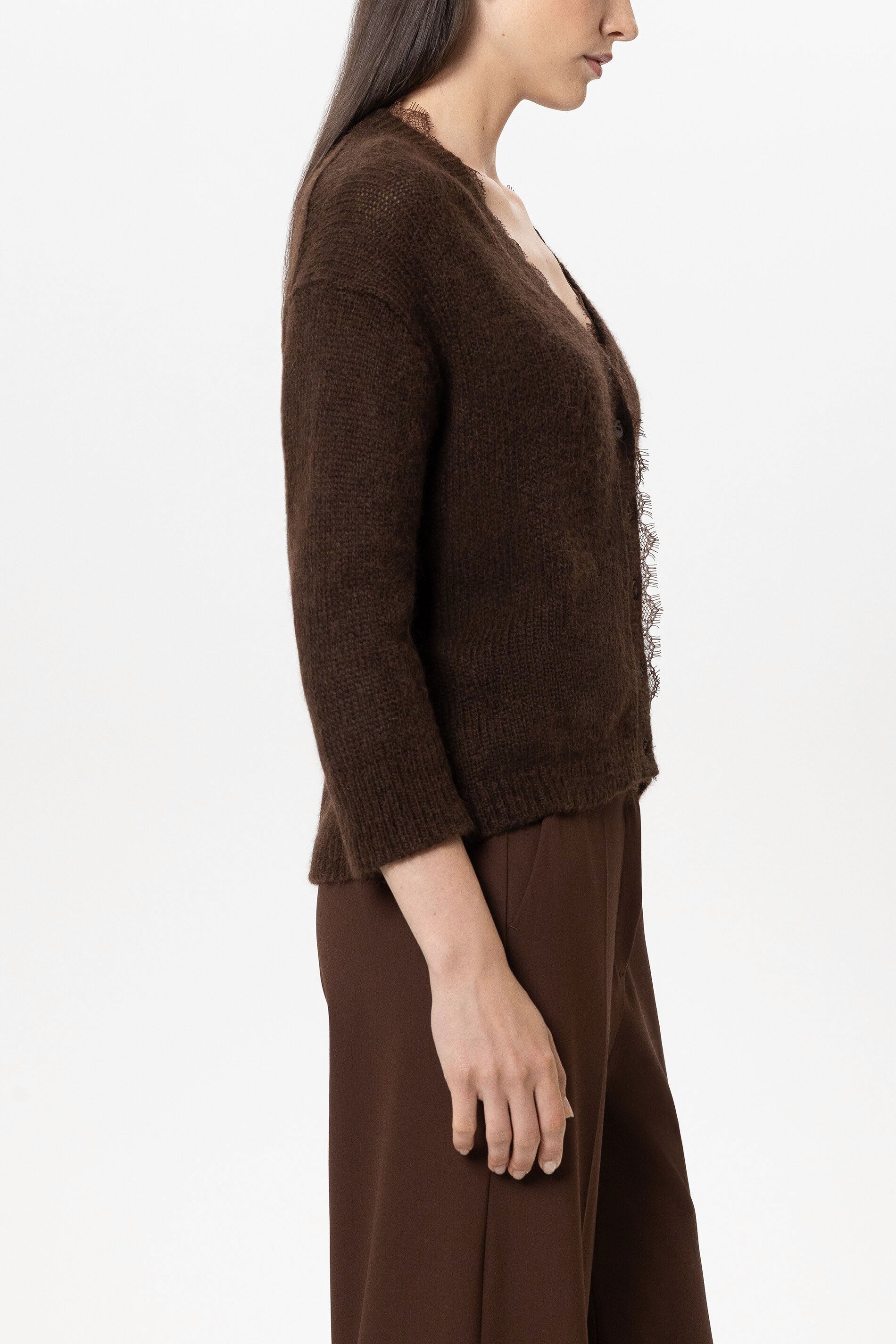 Cardigan aus Alpaka-Mix - marone - Standard | Model Seite