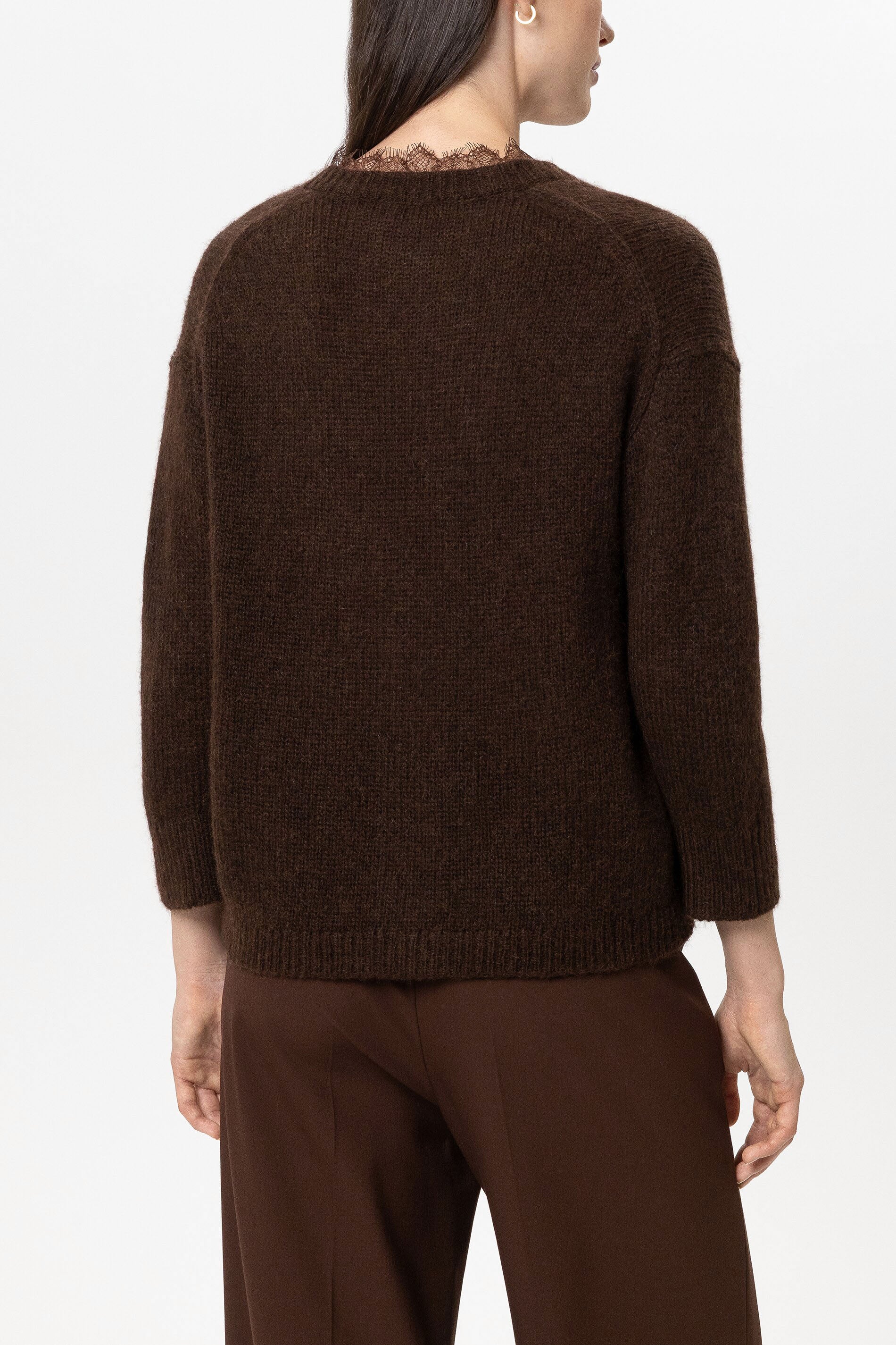 Cardigan aus Alpaka-Mix - marone - Standard | Model Rück