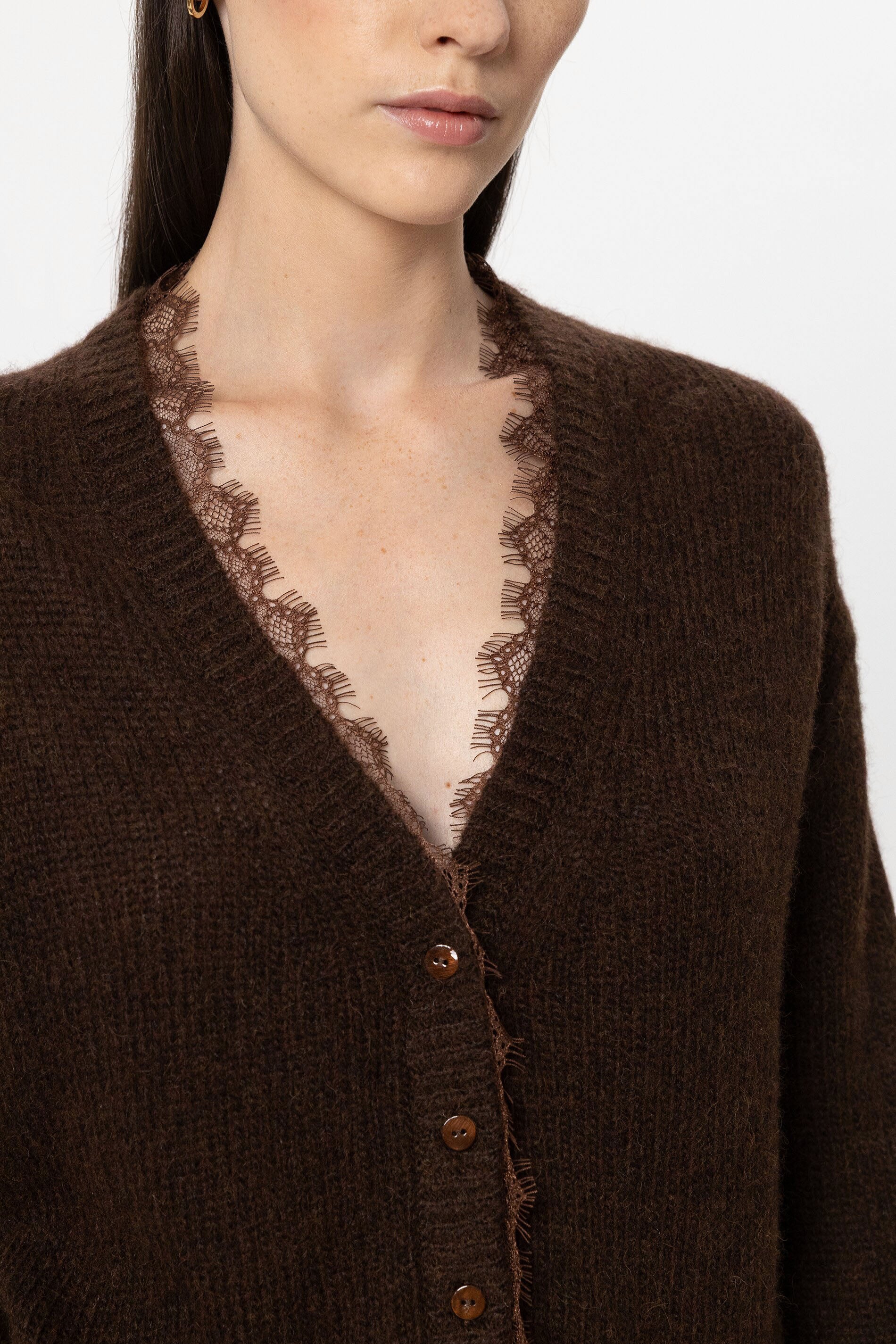 Cardigan aus Alpaka-Mix - marone - Standard | Model Detail