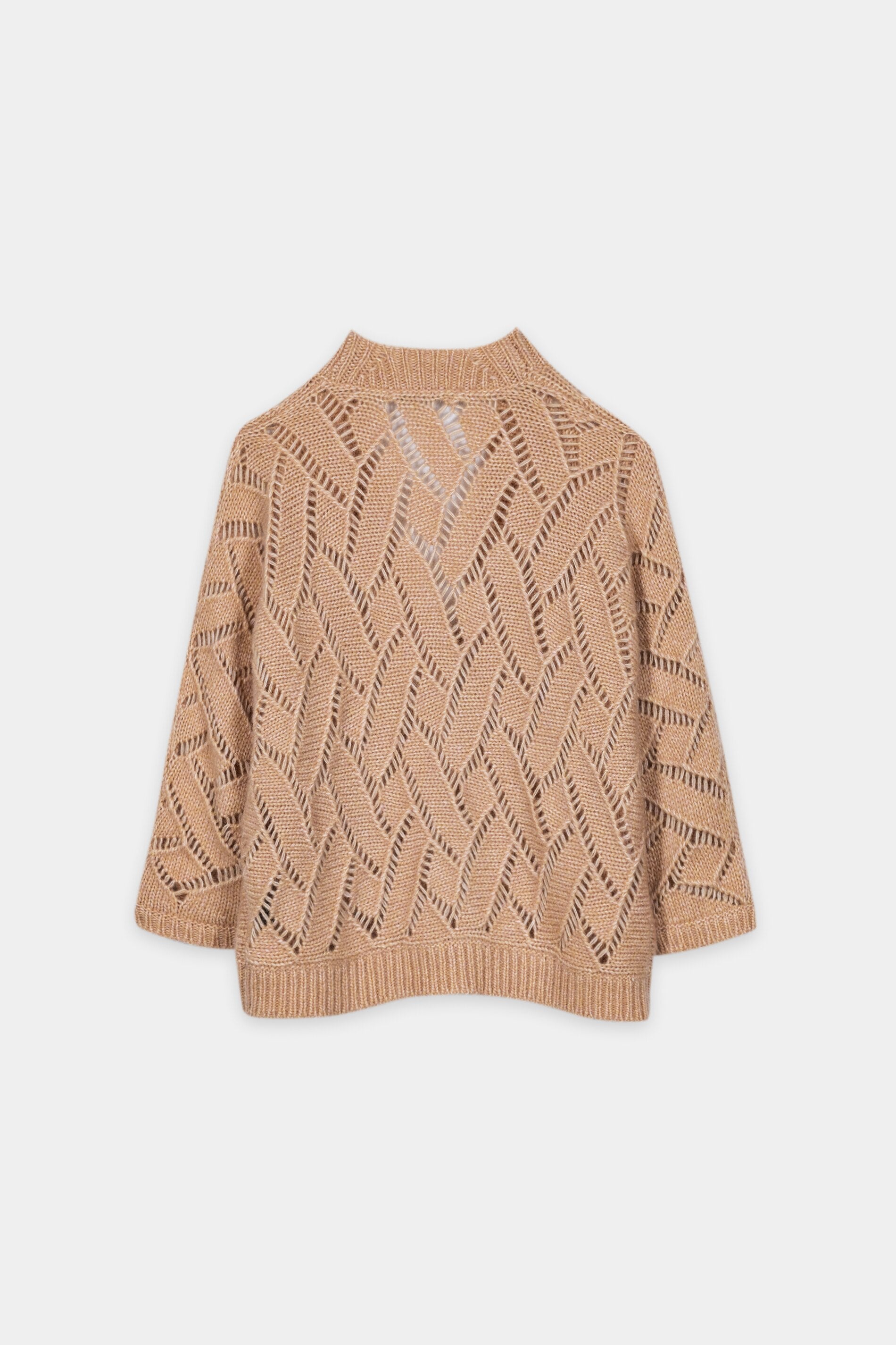 Cardigan aus Alpaka-Mix - cappuccino - Standard | Artikel Rück