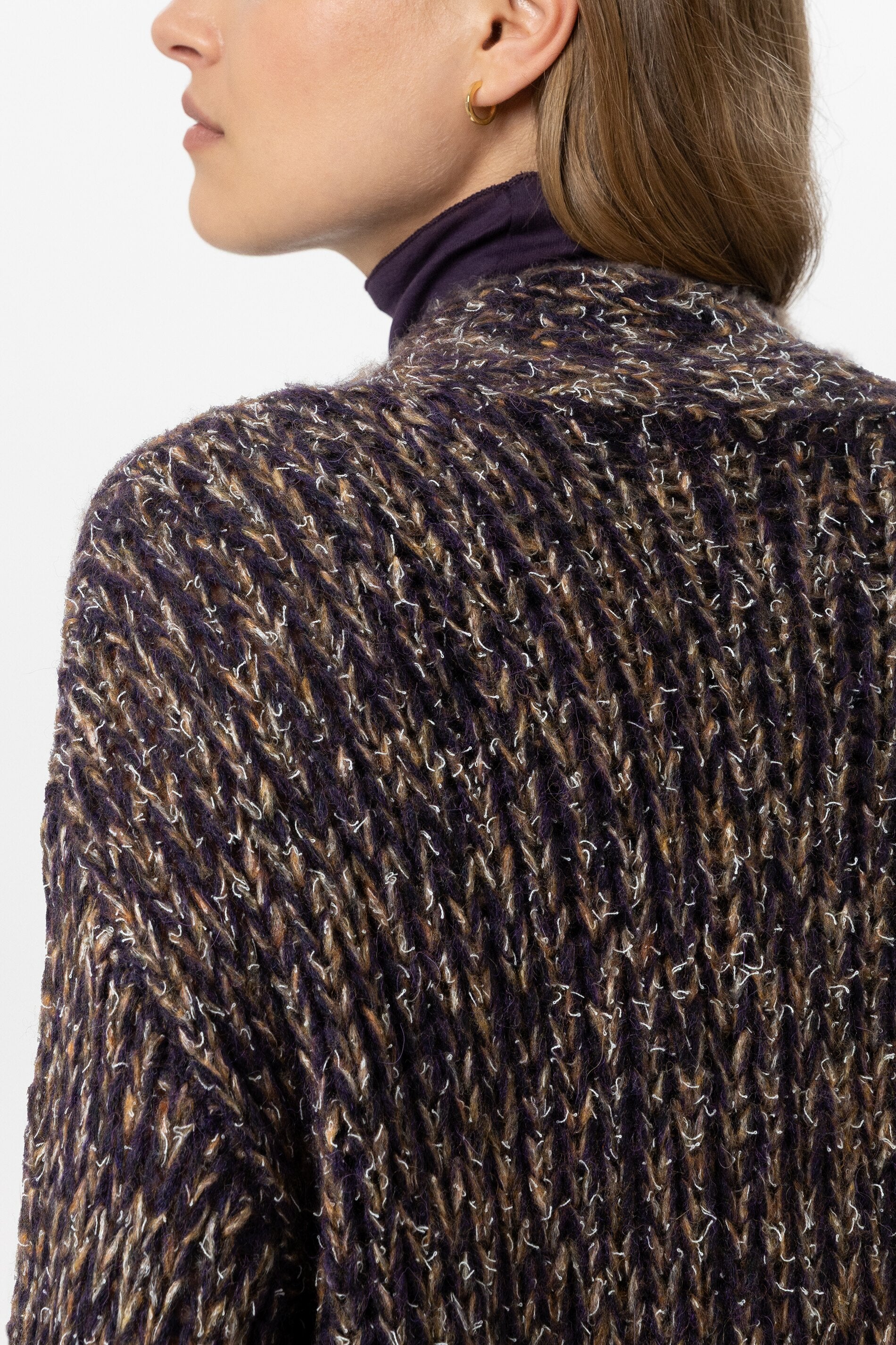 Cardigan mit Mouliné-Struktur - plum - Standard | Model Detail