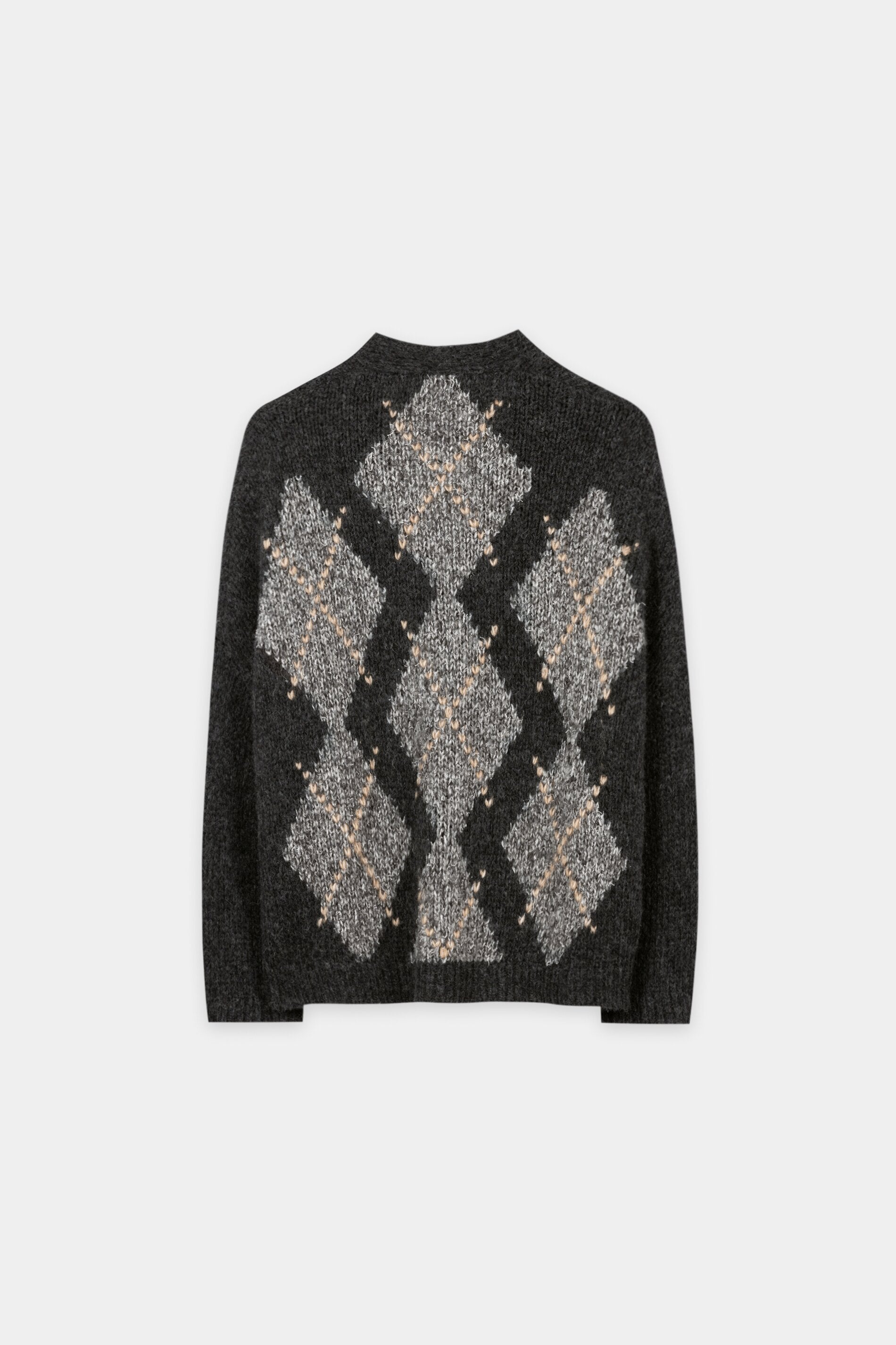Alpaka-Mix-Cardigan mit Muster - anthracite - Standard | Artikel Rück