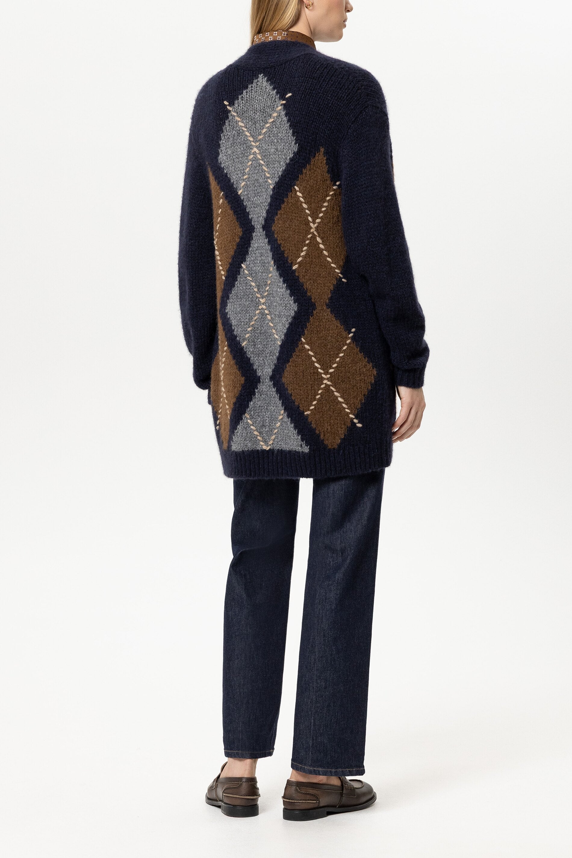Alpaka-Mix-Cardigan mit Muster - multi - Standard | Model Rück
