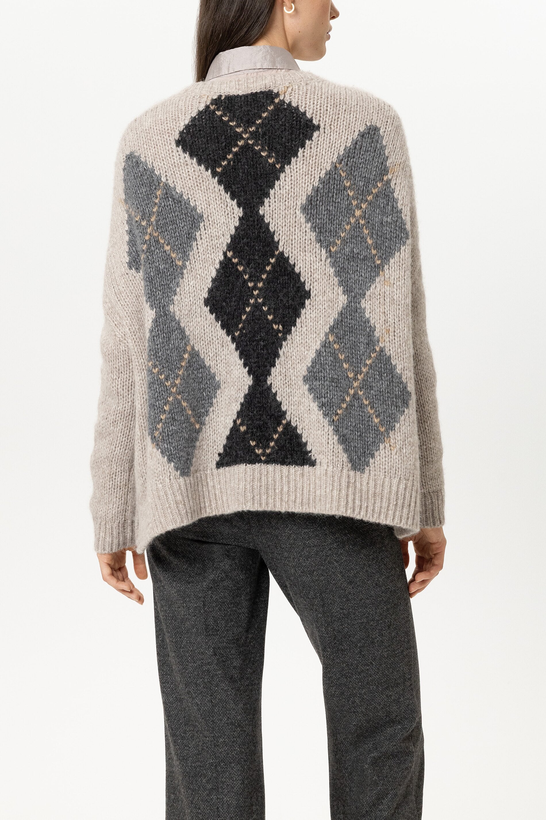Alpaka-Mix-Cardigan mit Muster - multi - Standard | Model Rück