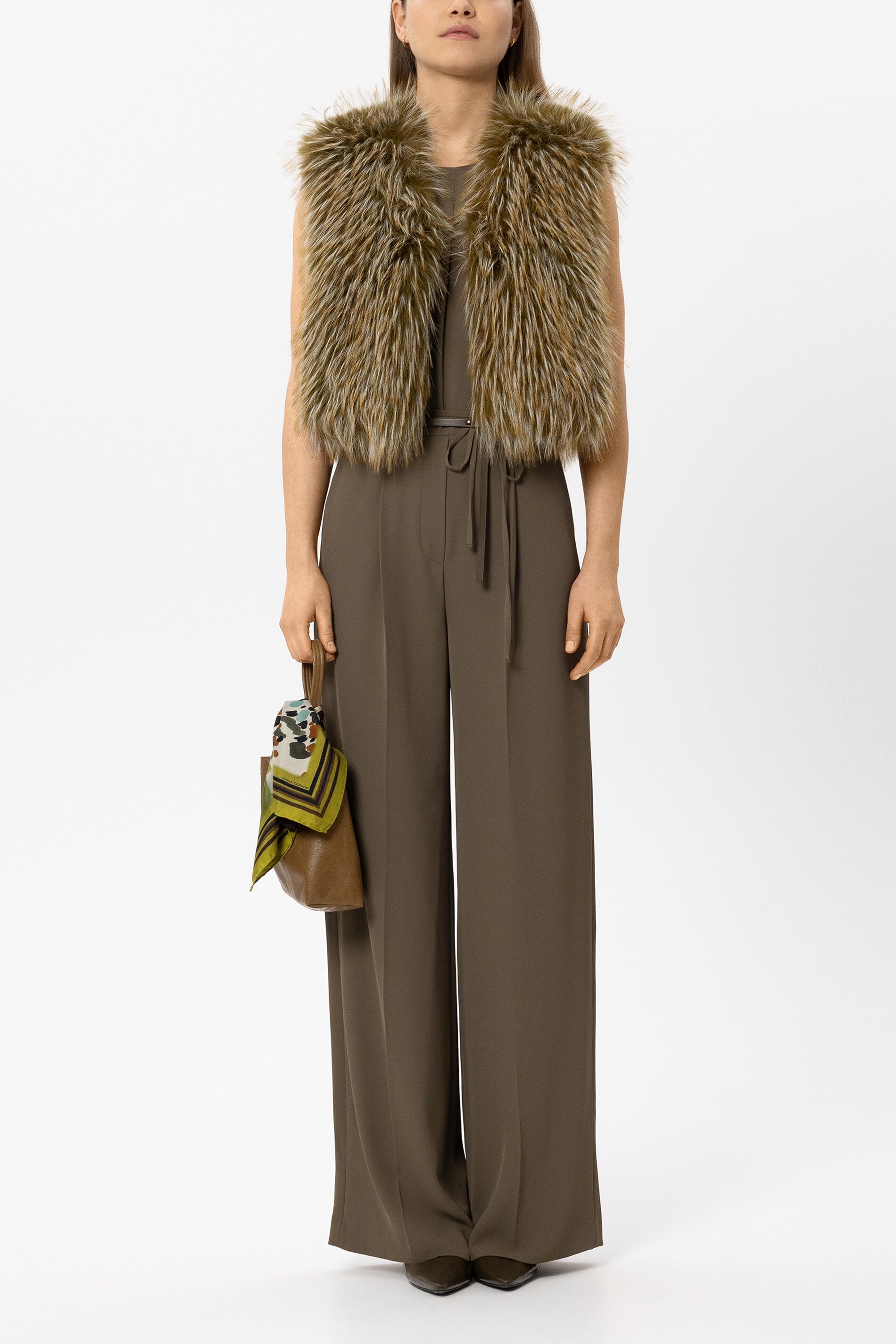 Boho-Weste in Fell-Optik - olio - Standard | Model Front