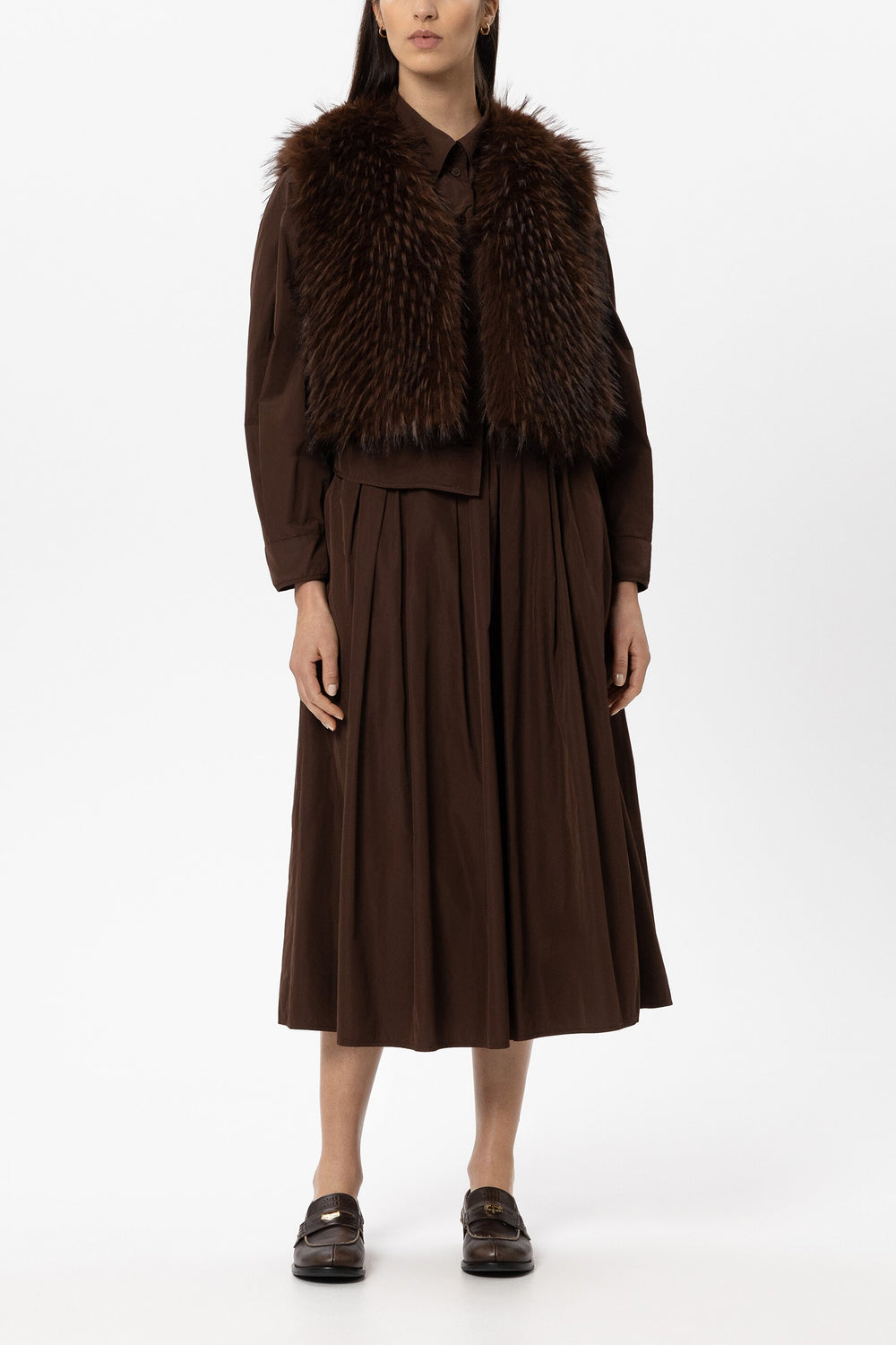 Boho-Weste in Fell-Optik - marone - Standard