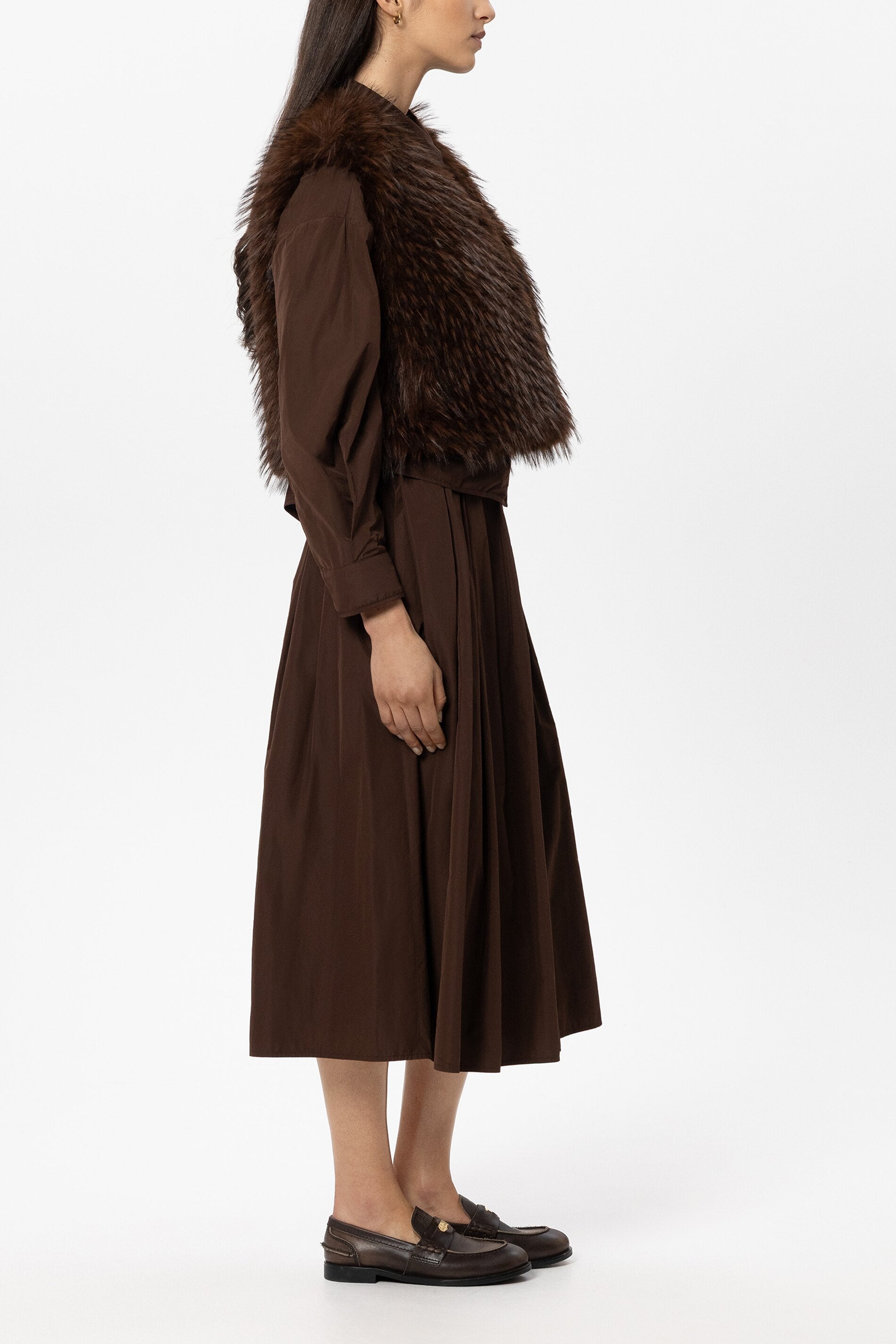 Boho-Weste in Fell-Optik - marone - Standard | Model Seite