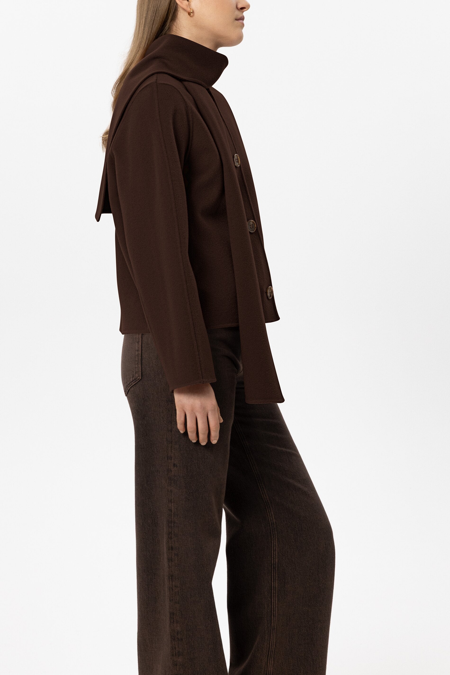 Doubleface-Jacke mit Schal - marone - Standard | Model Seite