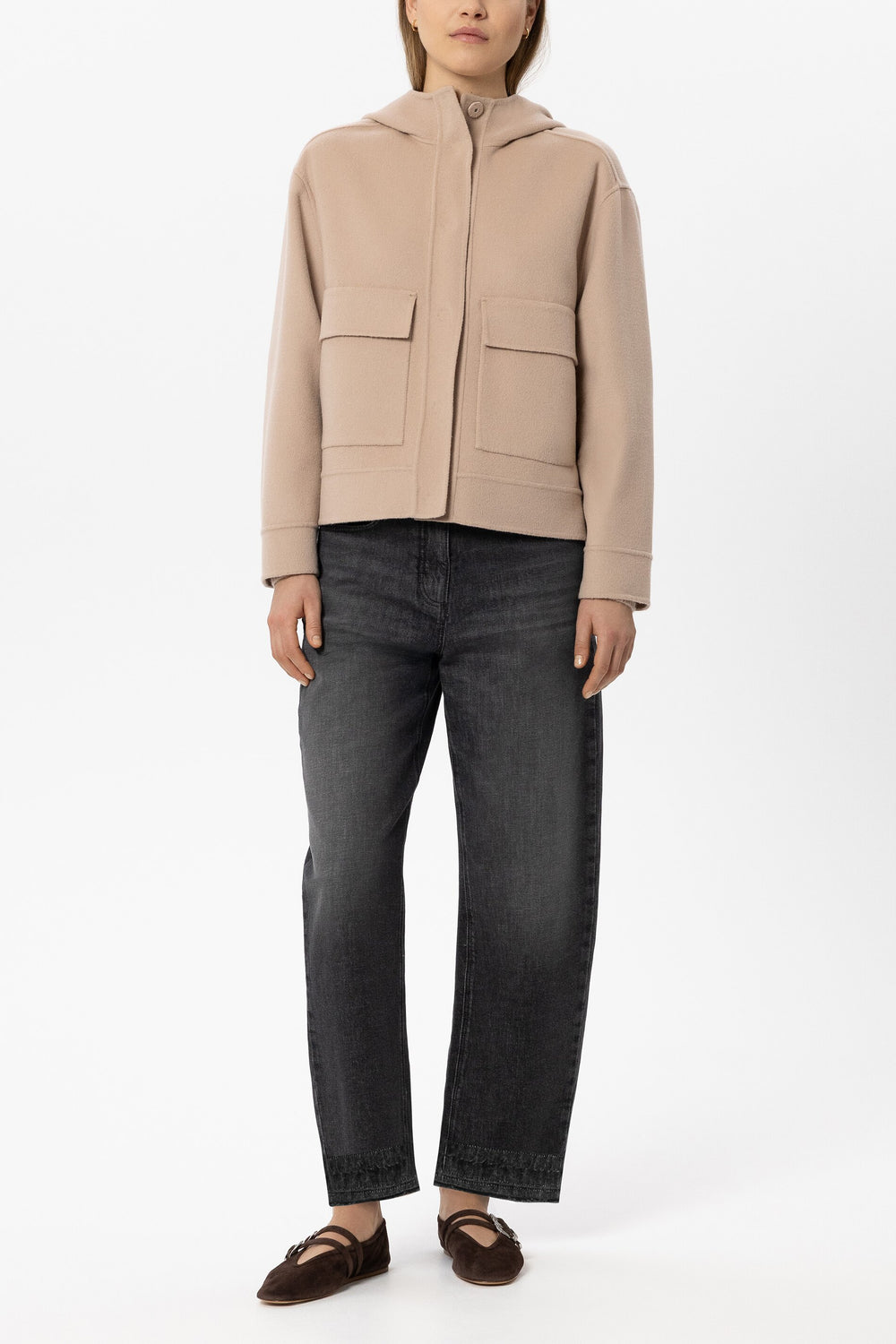 Doubleface-Jacke mit Kapuze - cappuccino - Standard