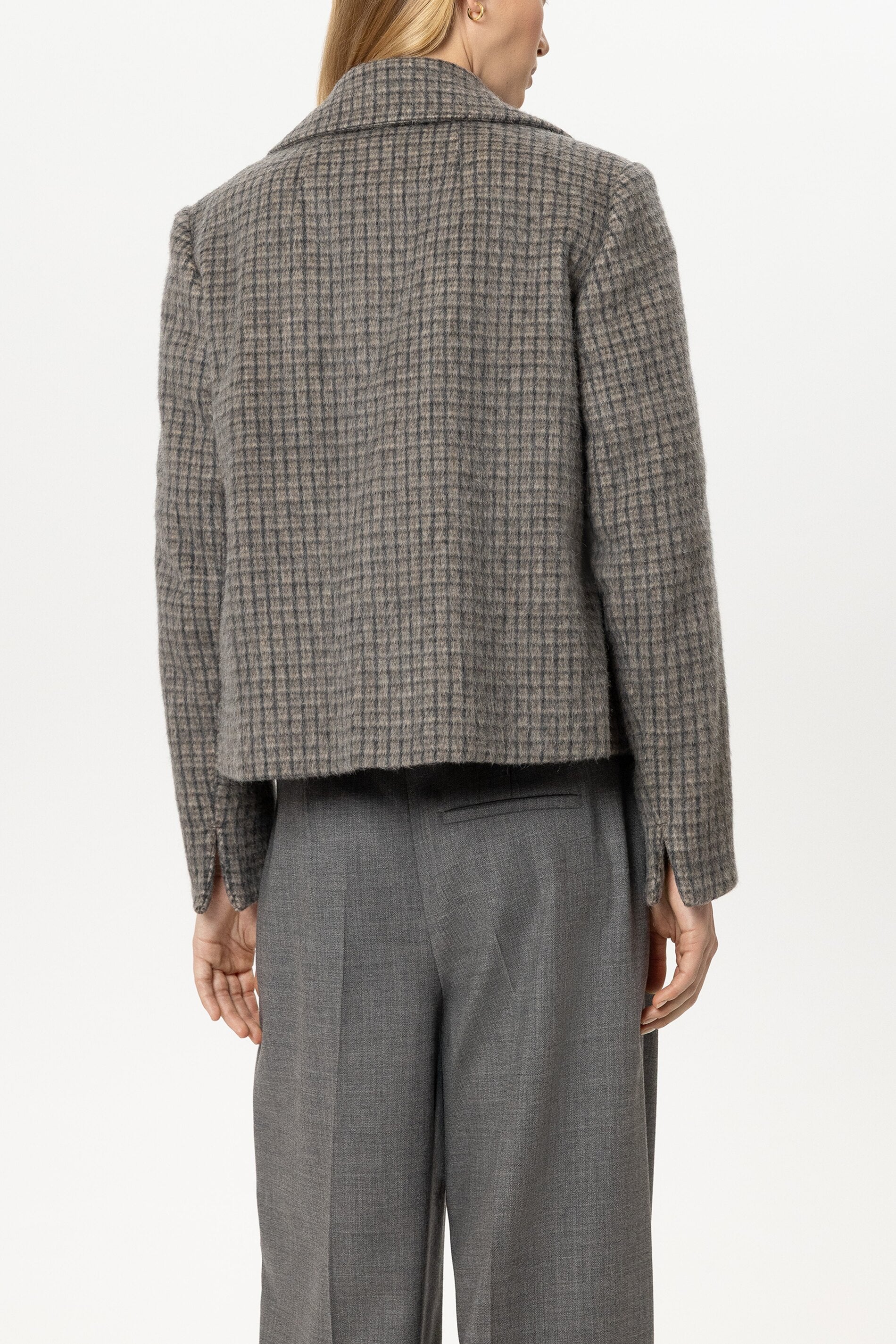 Cabanjacke aus Woll-Mix - heather grey - Standard | Model Rück