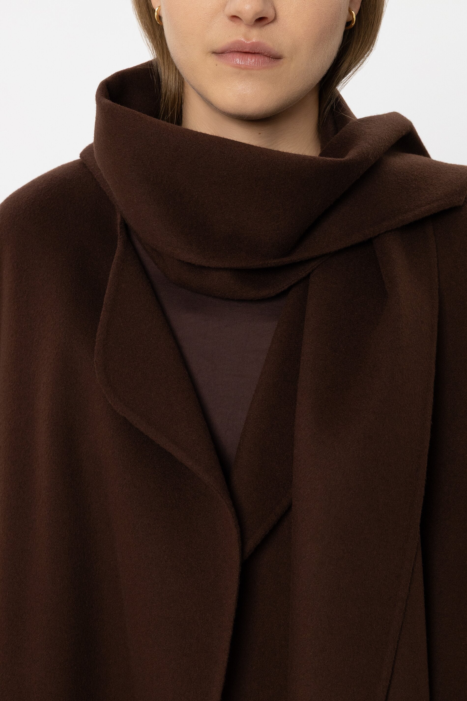 Doubleface-Mantel mit Schal - marone - Standard | Model Detail