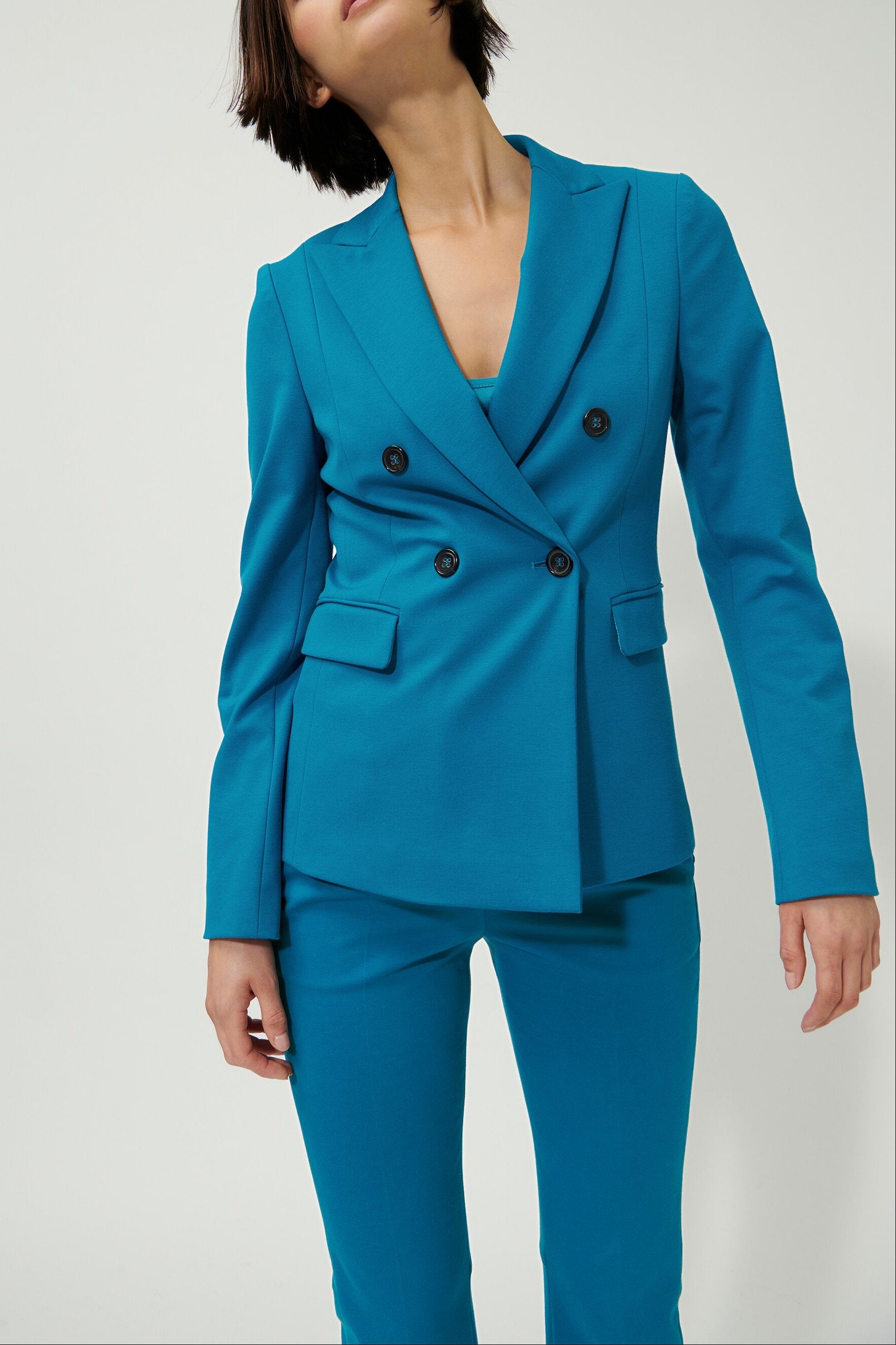 Blazer aus Punto-Milano - deep turquoise - Standard | Model Front