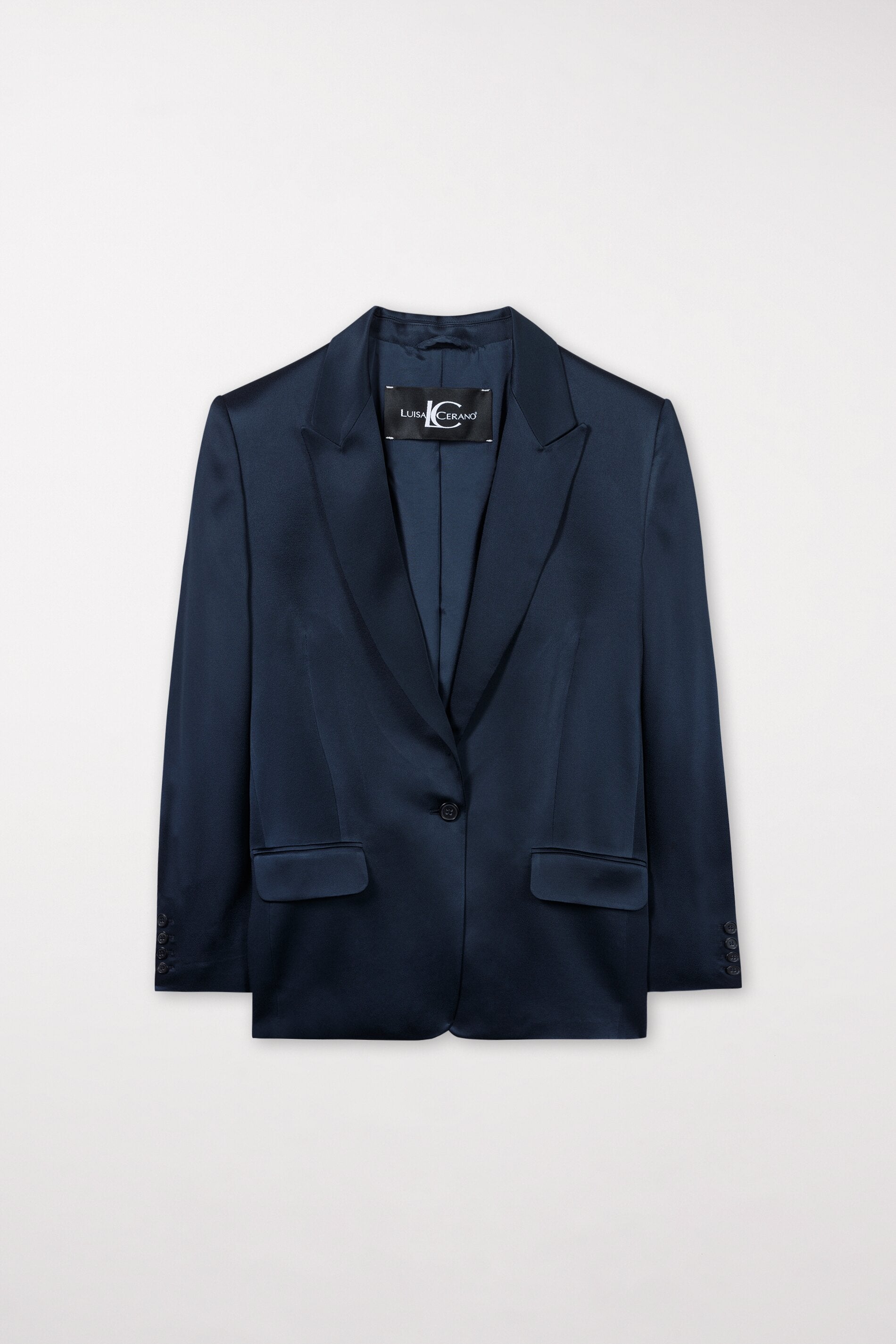 Satin-Ein-Knopf-Blazer - petrol blue - Standard | Artikel Front