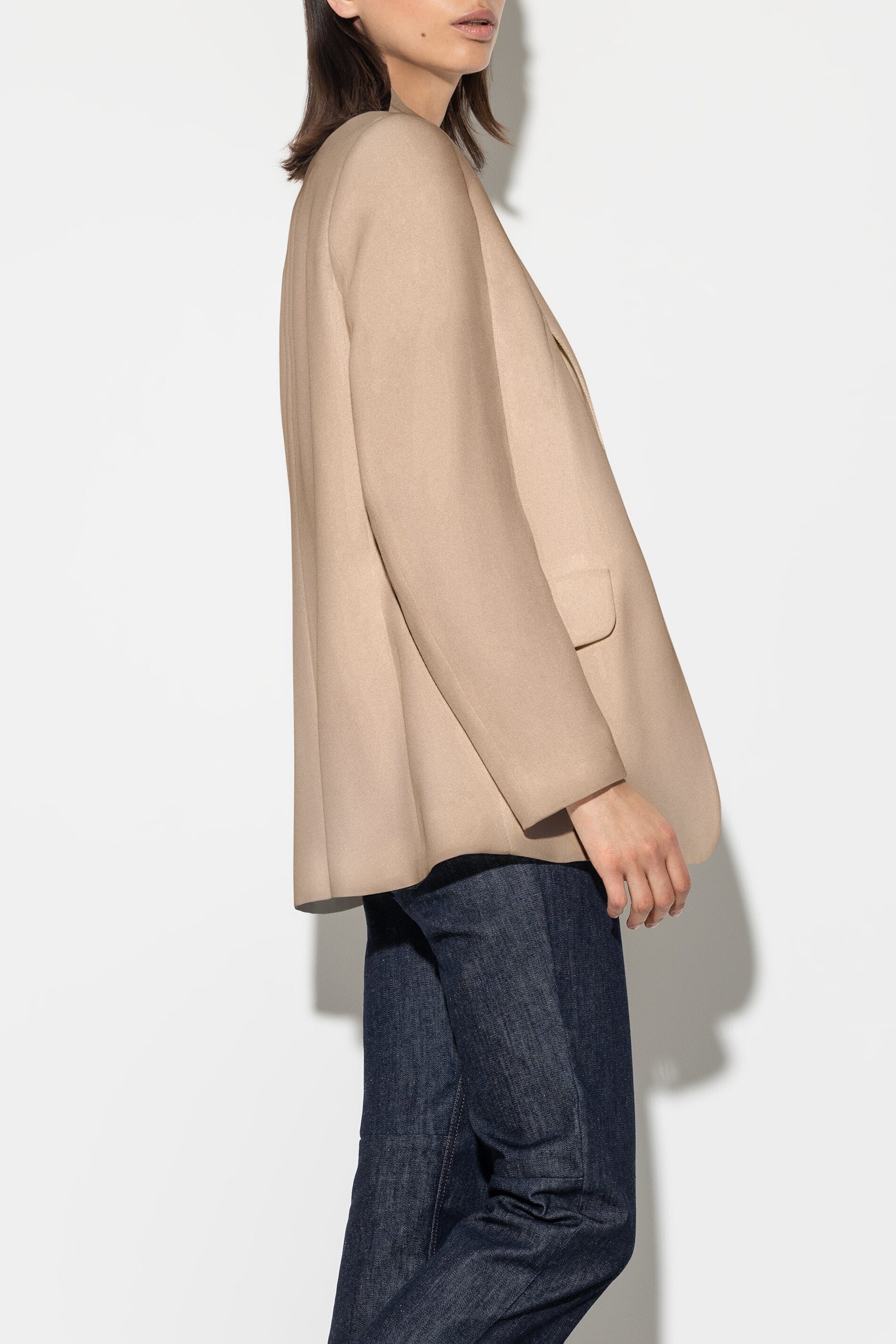 Gabardine-Einknopf-Blazer - cashew - Standard | Model Seite