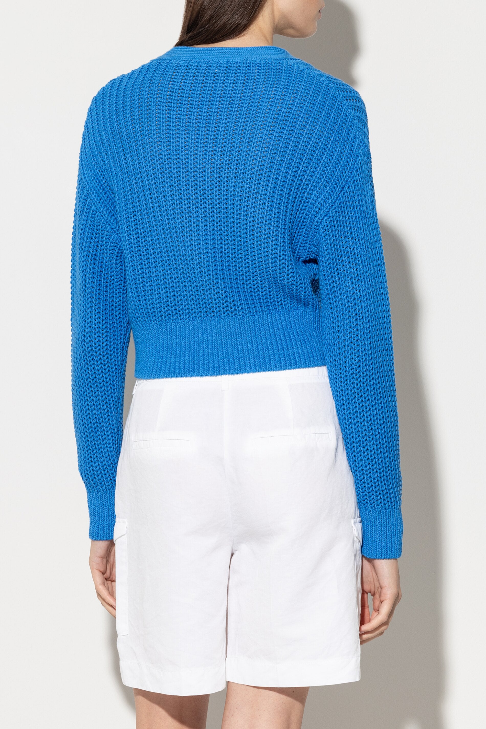 Cardigan in Rippstrick - azur - Standard | Model Rück