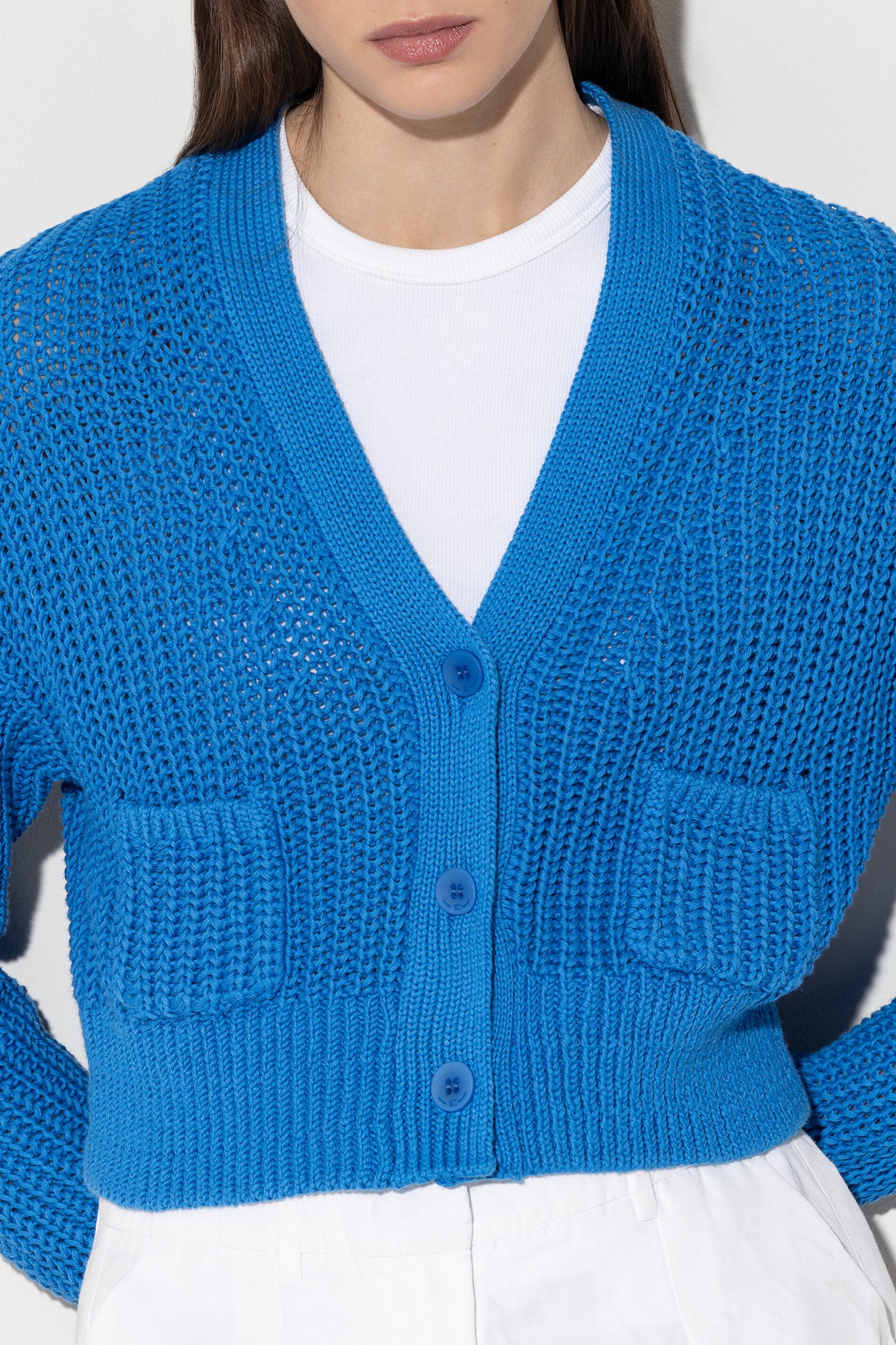 Cardigan in Rippstrick - azur - Standard | Model Detail