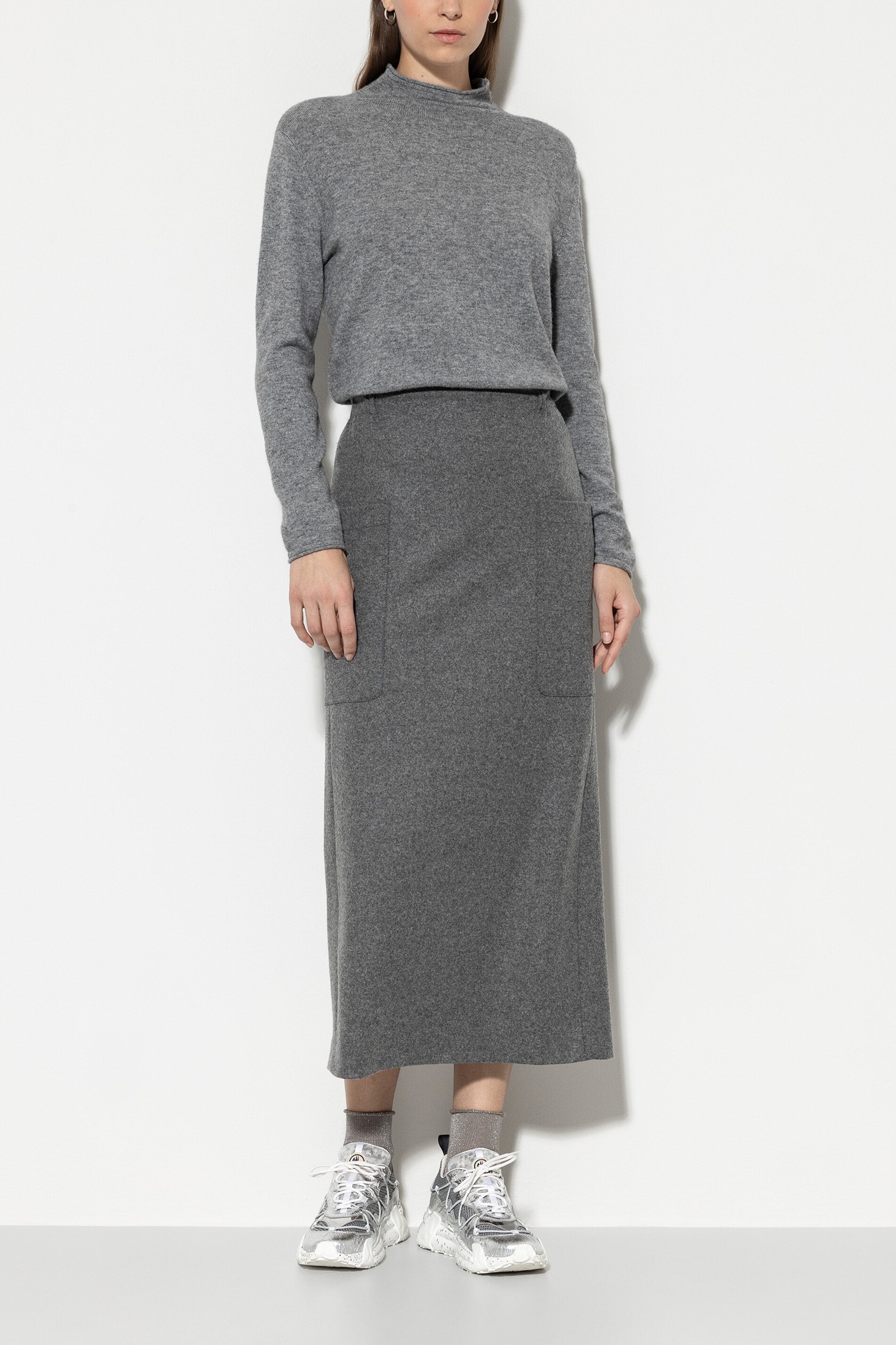 Flanell-Rock - dark grey melange - Standard | Model Front