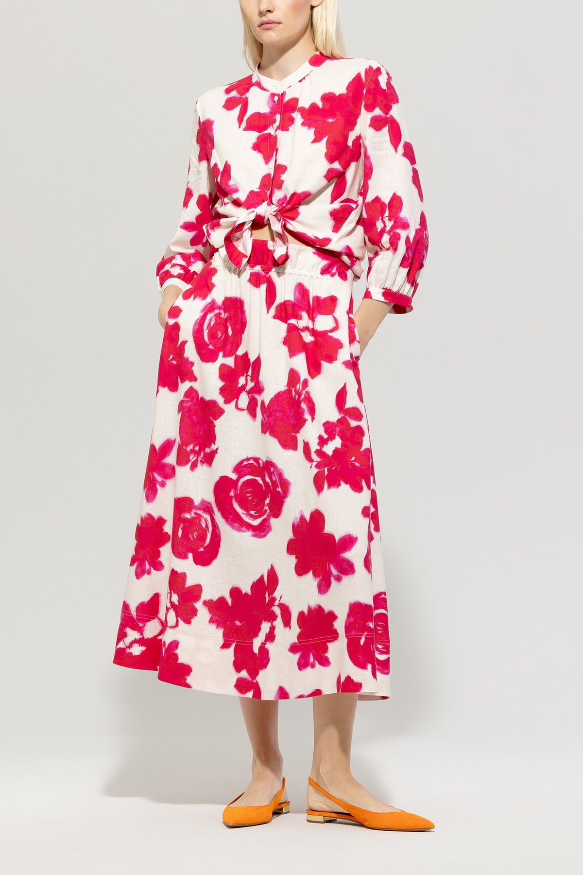 Maxirock mit Flower-Print - blossom pink / multi - Standard | Model Front