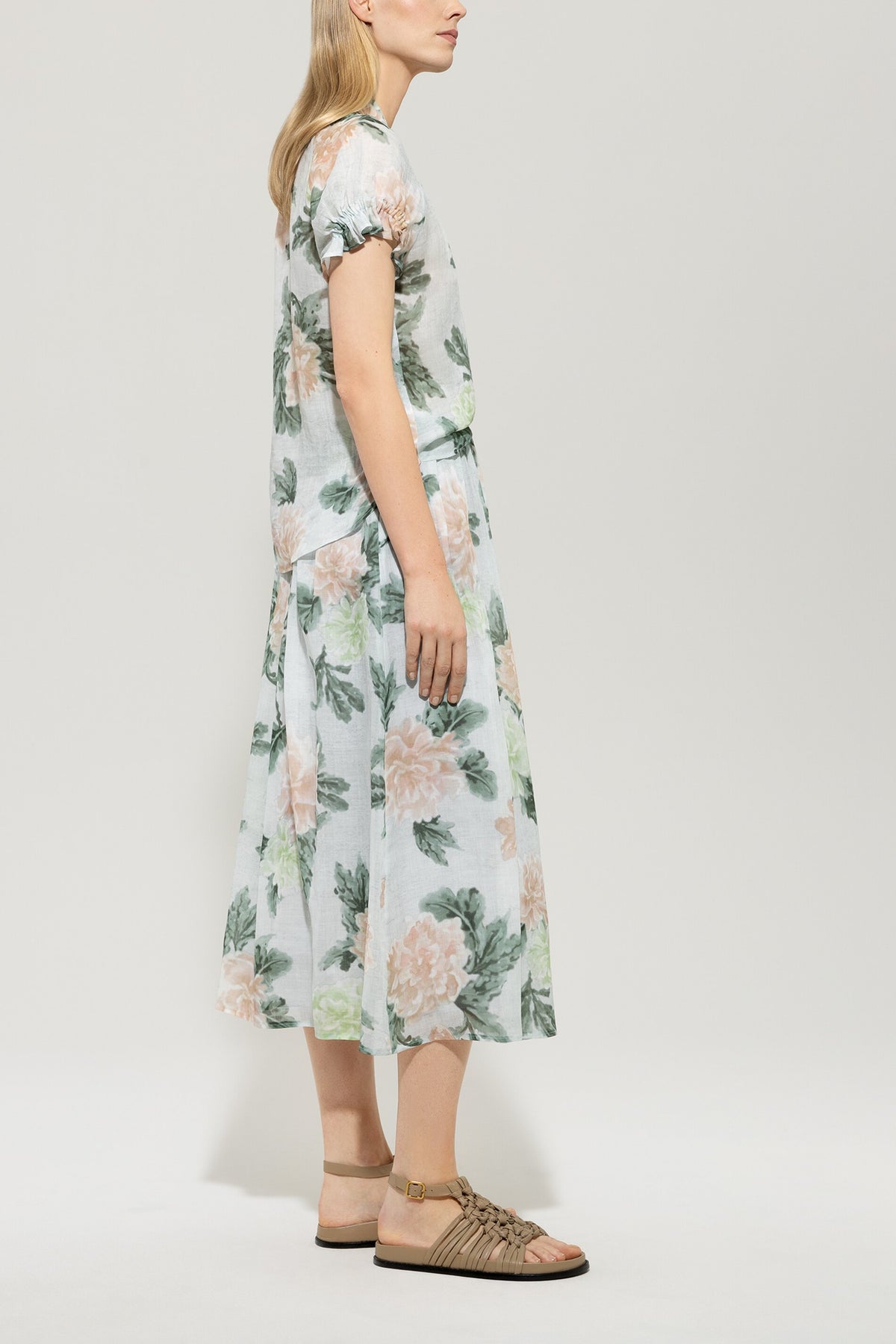 Ramie-Rock mit Flower-Print - multi - Standard | Model Seite