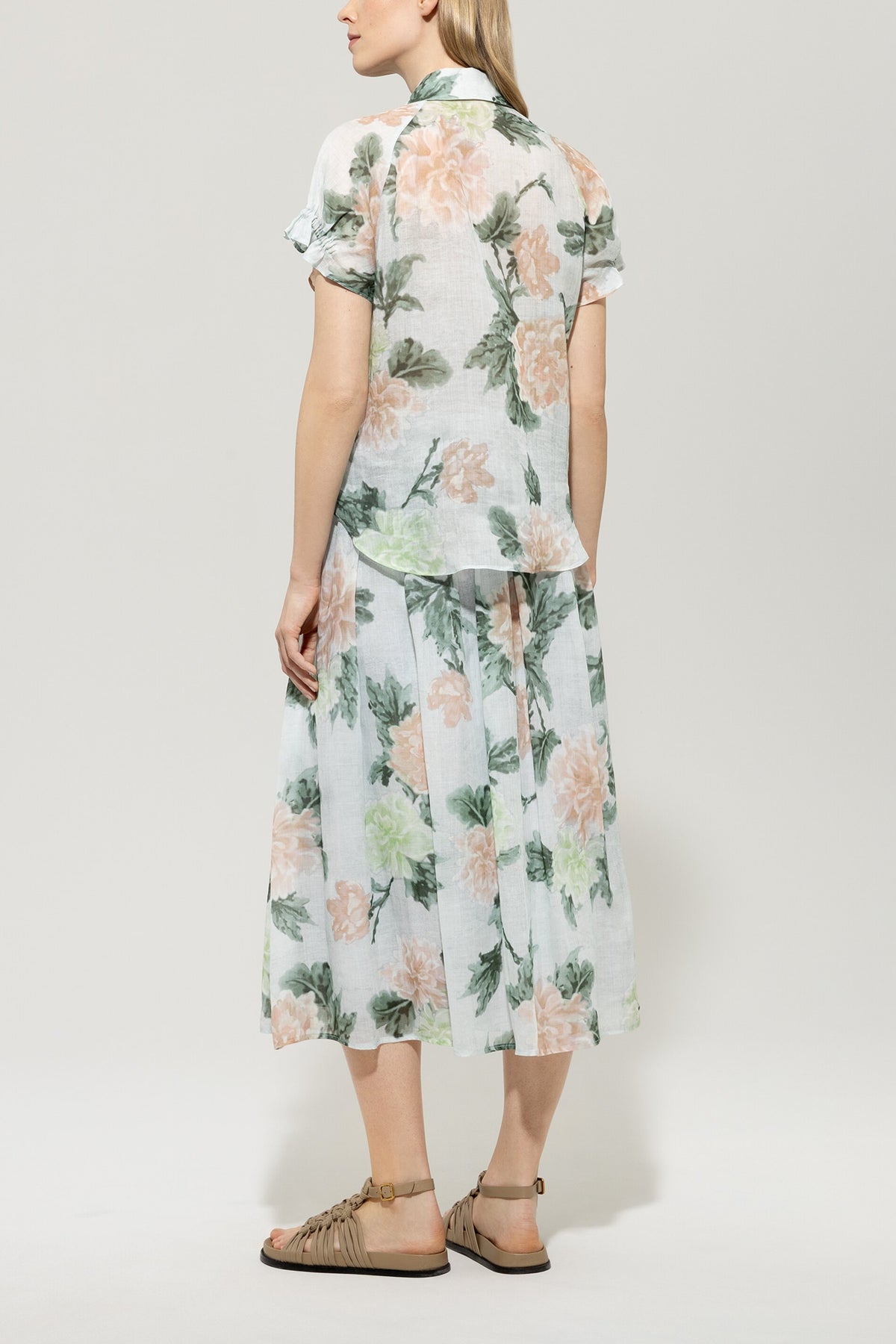 Ramie-Rock mit Flower-Print - multi - Standard | Model Rück