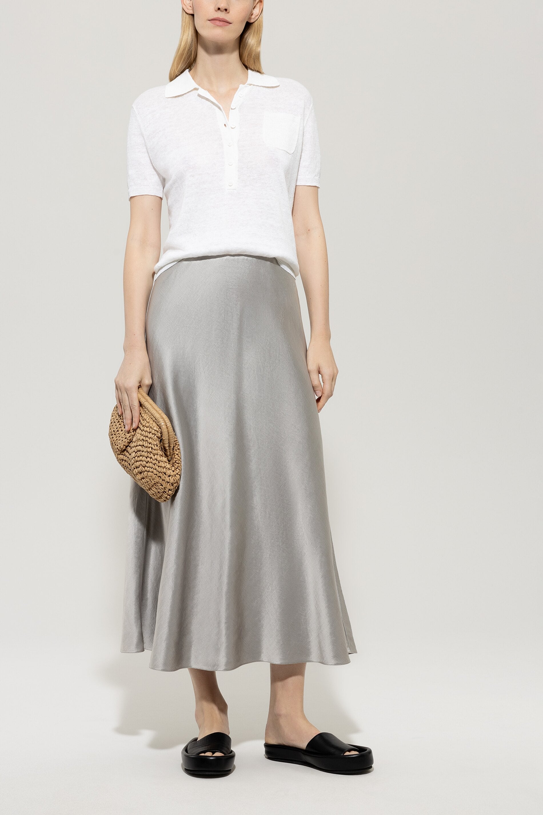 Satin skirt satin gray Standard - Main Image