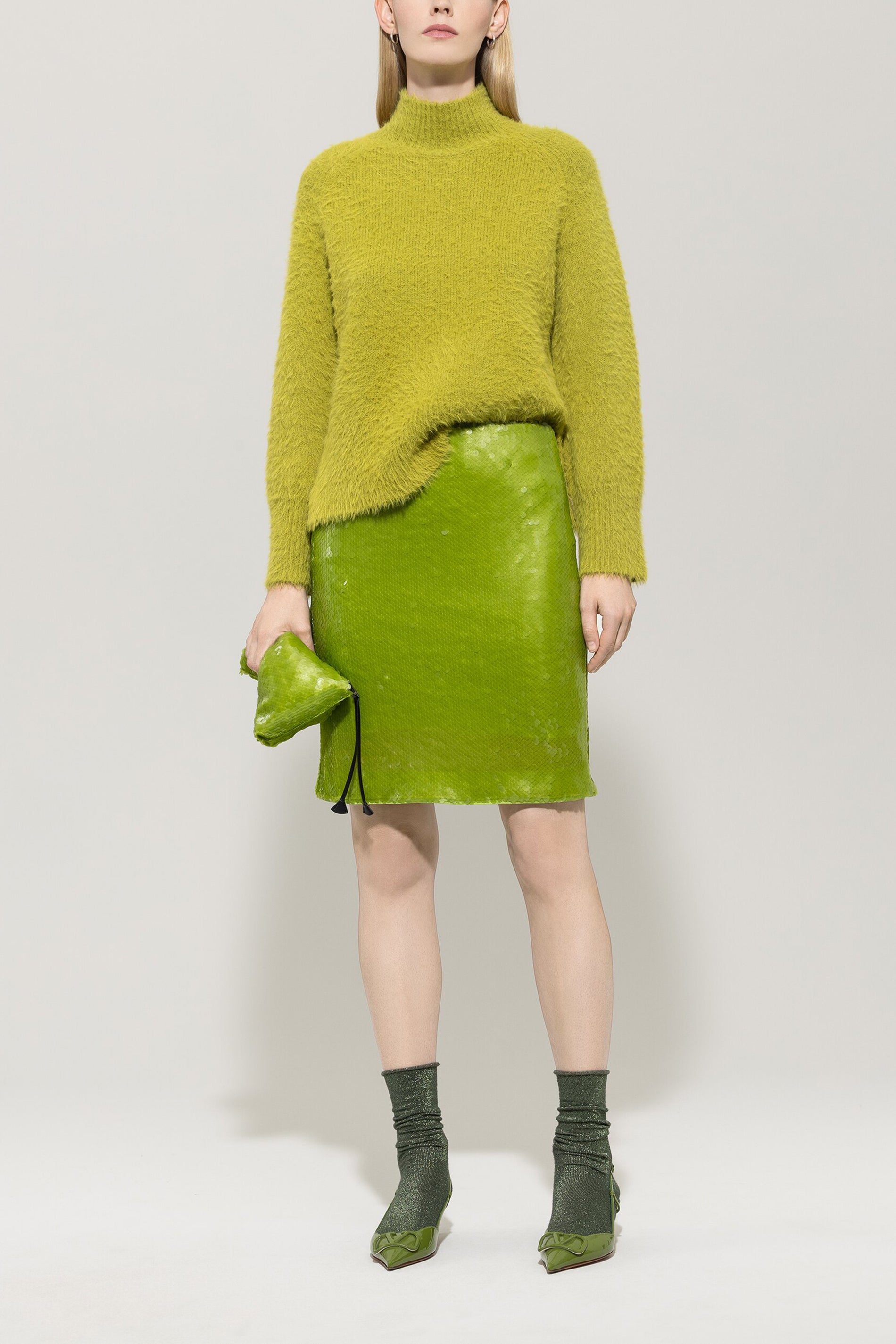 Minirock mit Pailletten - acid - Standard | Model Front