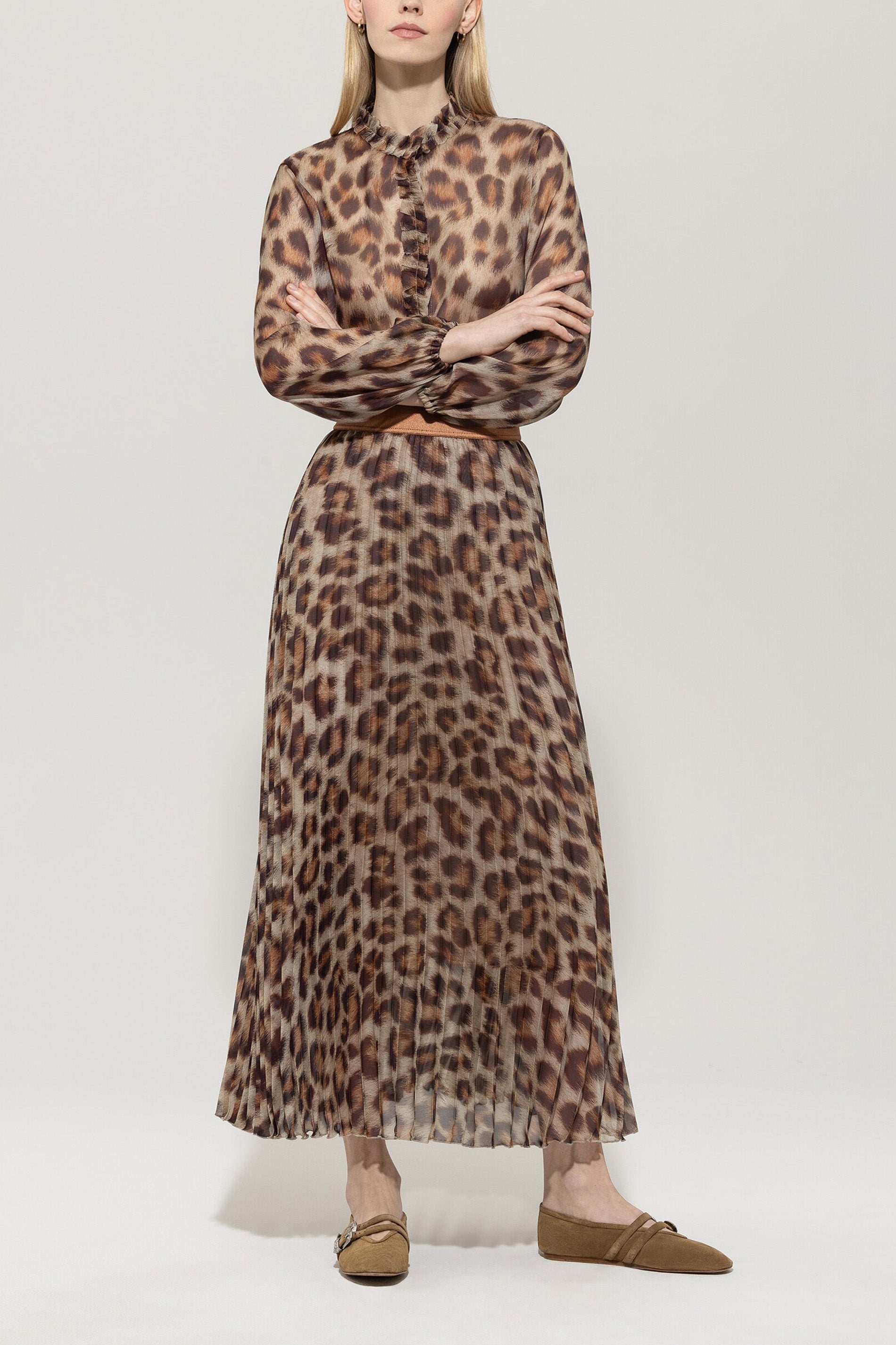 Plissee-Rock mit Animal-Print - multi - Standard | Model Front