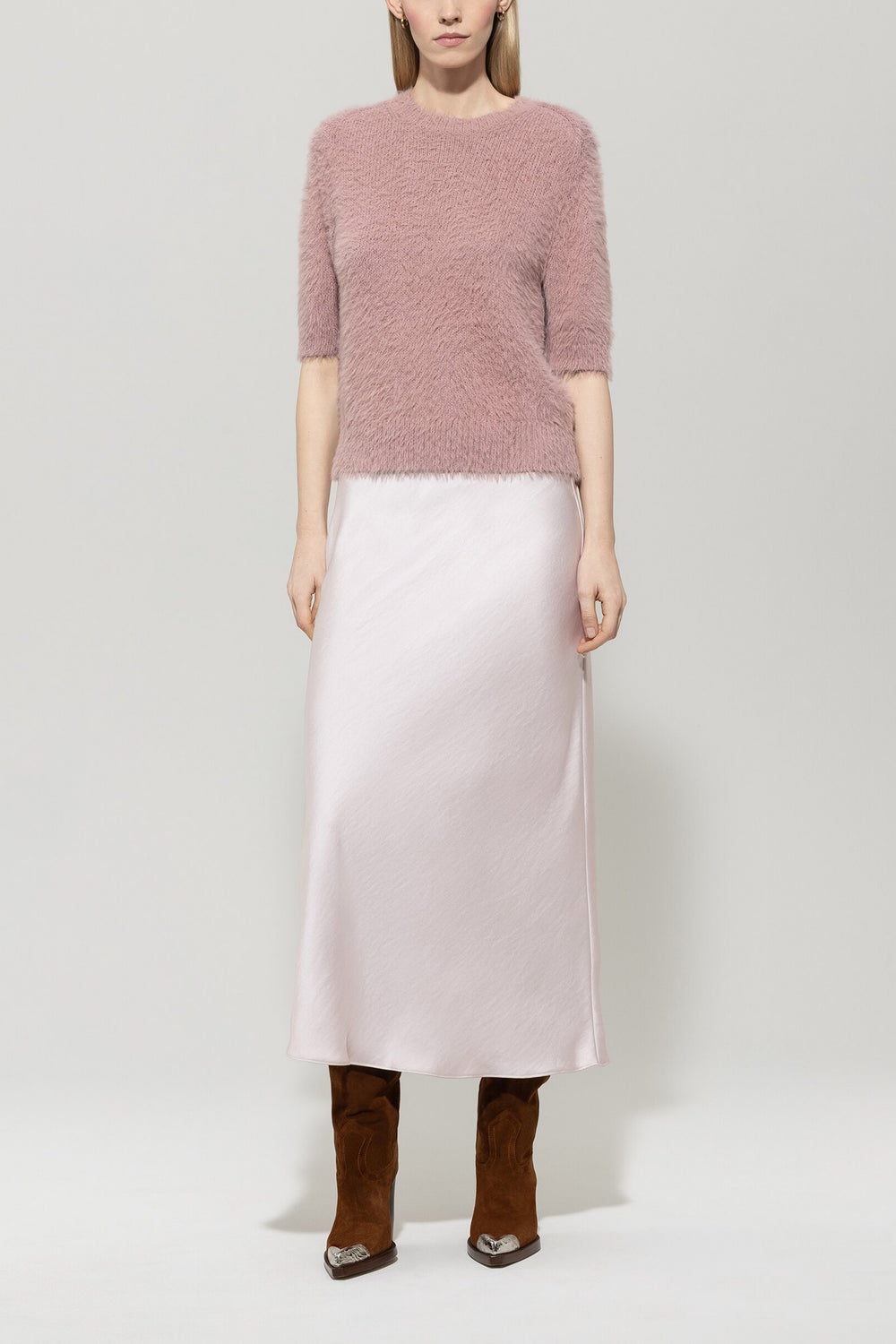 Satin skirt - creamy powder - Standard